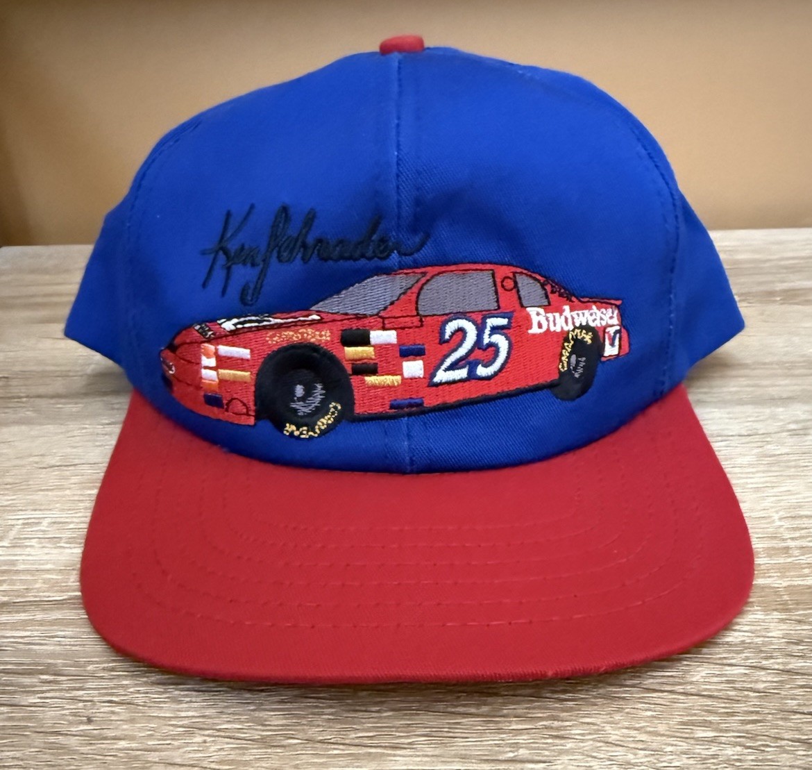 Vintage Ken Schrader SnapBack Hat Cap Budweiser #25 Racing NASCAR Made In USA