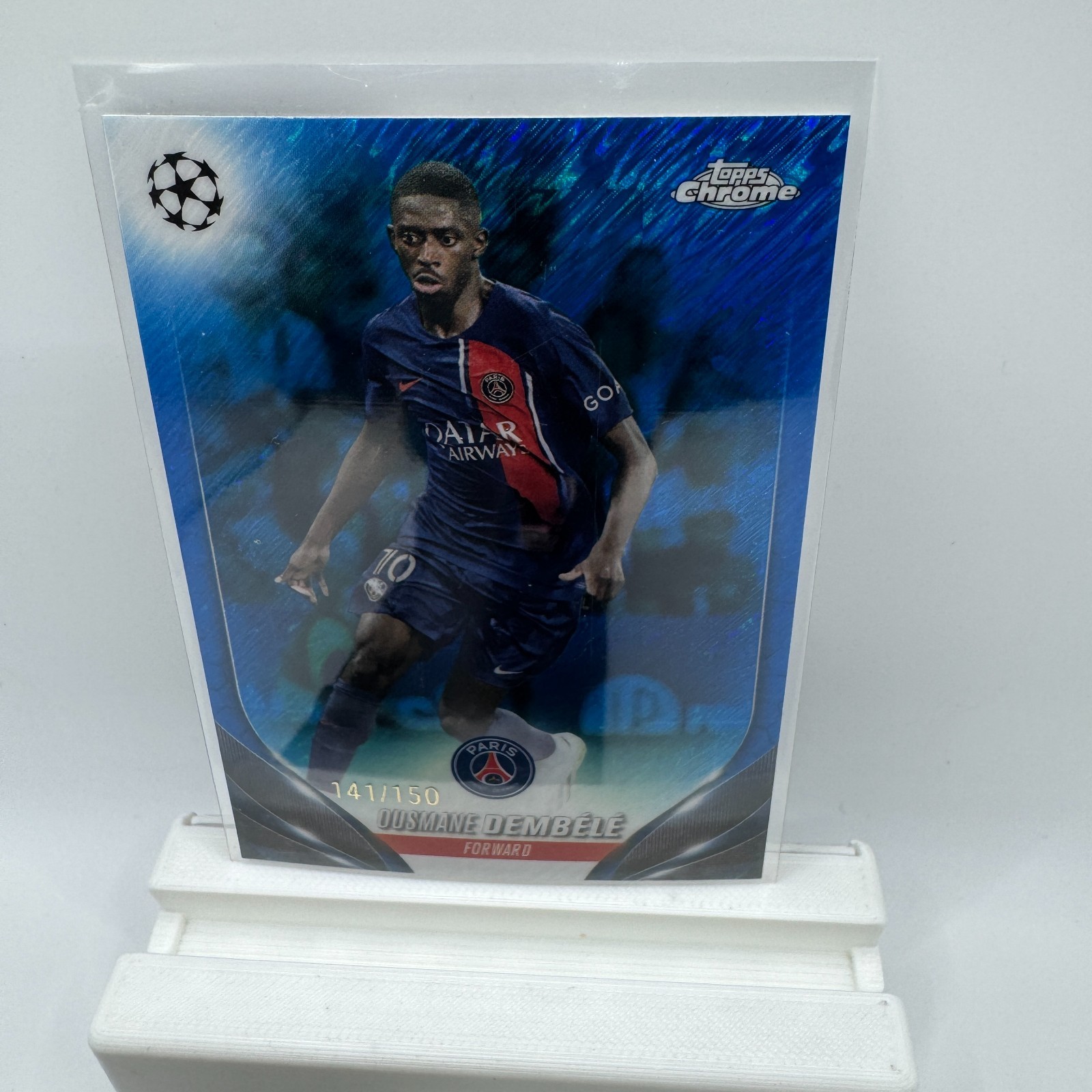 2023-24 Topps Chrome UEFA Blue Shimmer Refractor /150 Ousmane Dembele #14 France