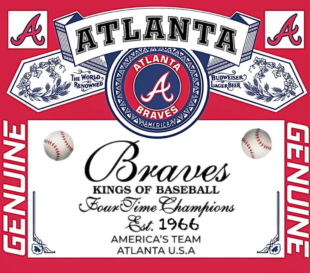 (2) Atlanta Braves 4X WS Champions Vinyl Stickers 4×3.5 Bud Decals Wrap
