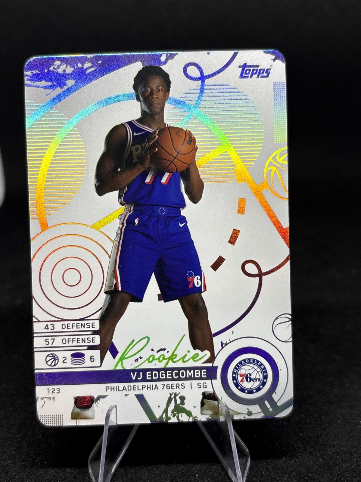 2025-26 Topps Match Attax VJ Edgecombe Rookie #123 White Holo 76ers RC