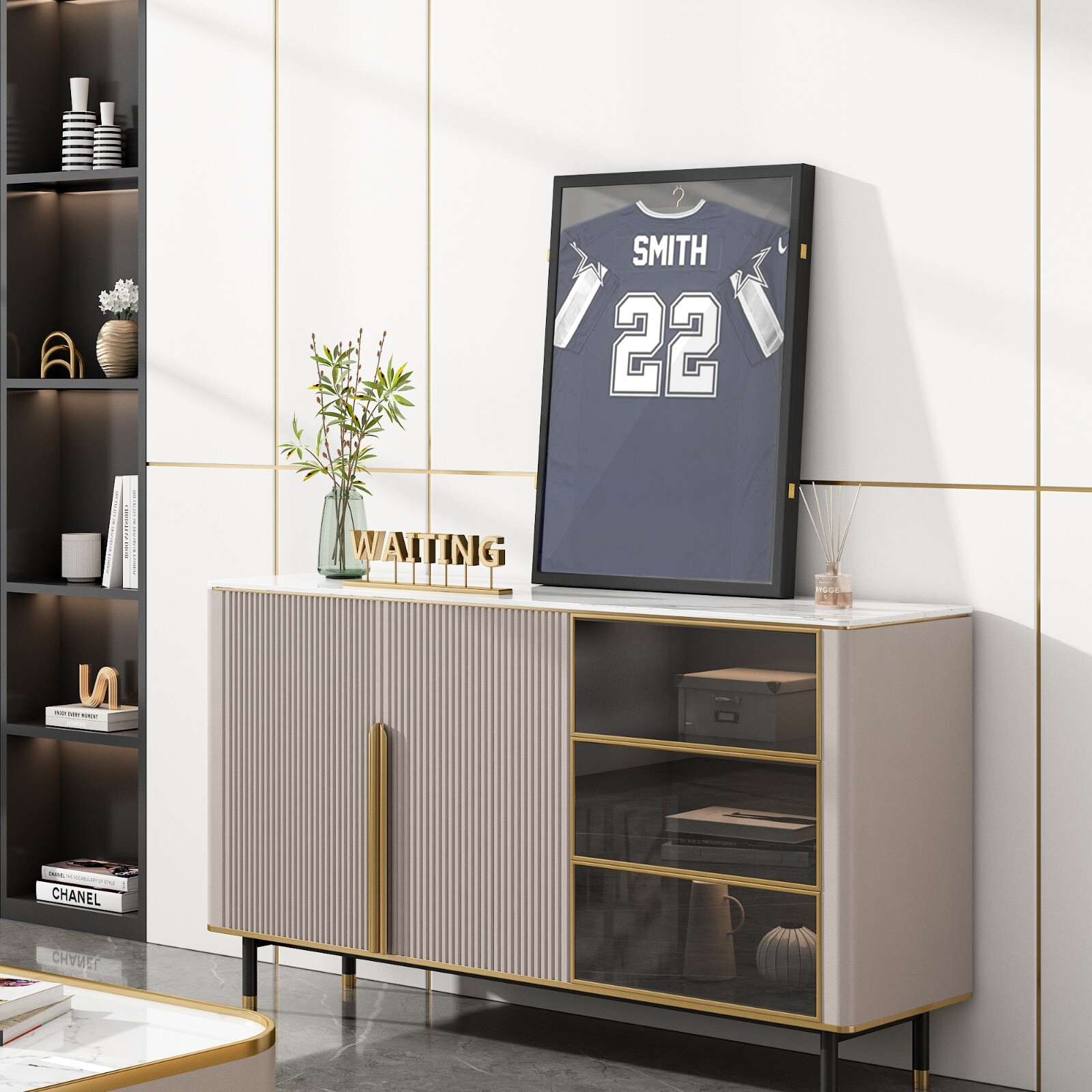 2PCS Jersey Display Case Frame Shadow Rack Box Exquisite Lockable Hanger Wood