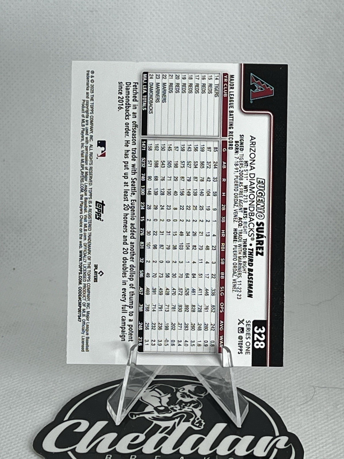 2025 Topps Series 1 Rainbow Foil Eugenio Suarez #328 Diamondbacks