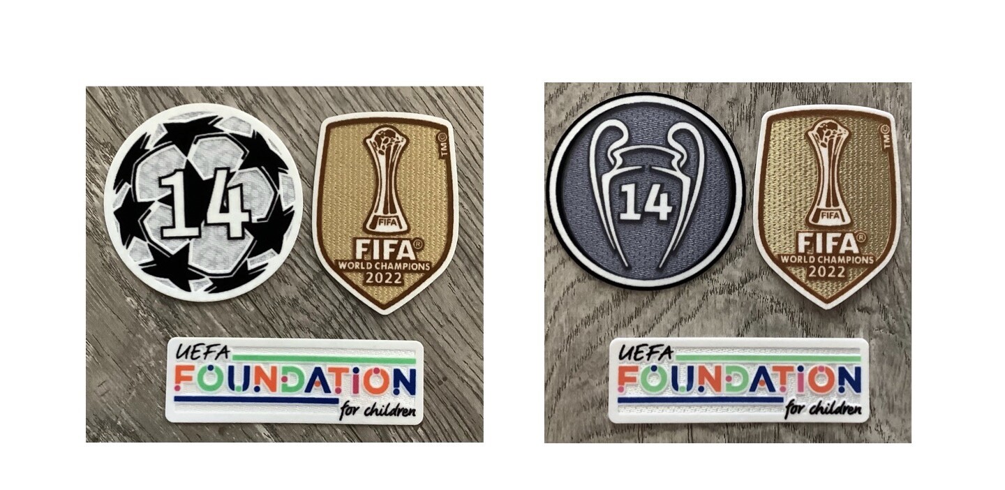 2021/22 UEFA Champions League Real Madrid Gold Trophy 14+Winner 14 Patch Set
