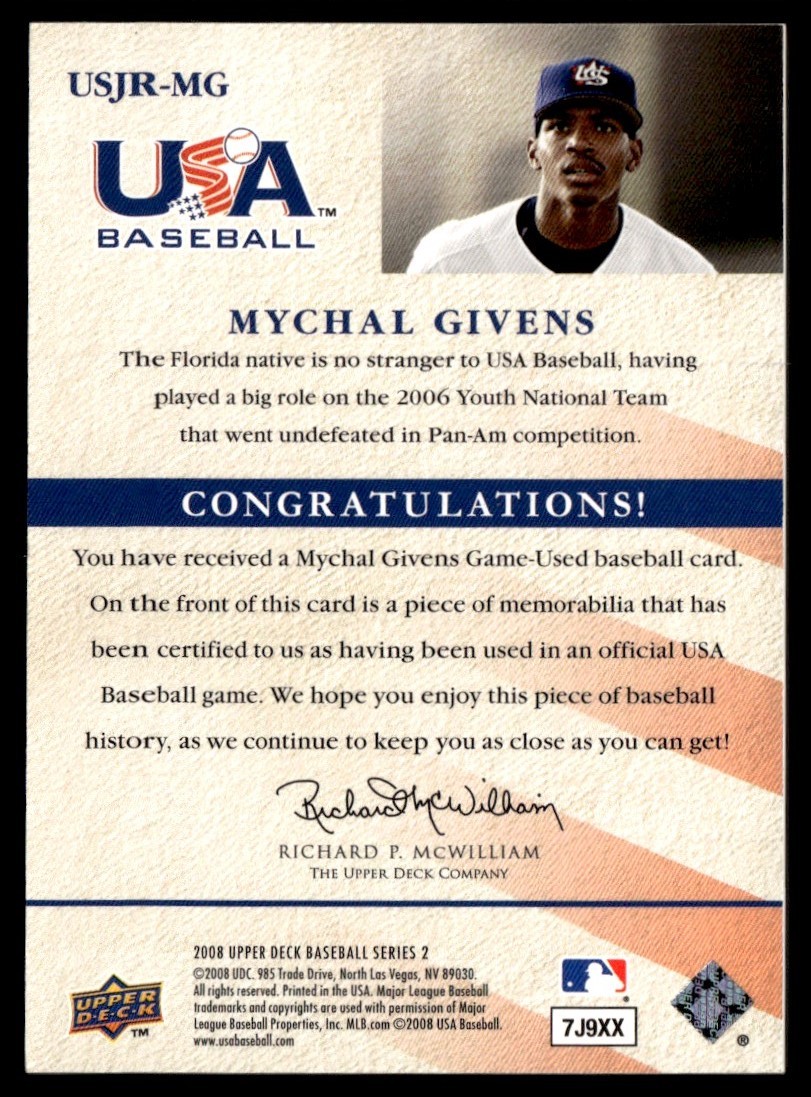 2008 Upper Deck USA Junior National Team Jerseys Mychal Givens 18U National Team