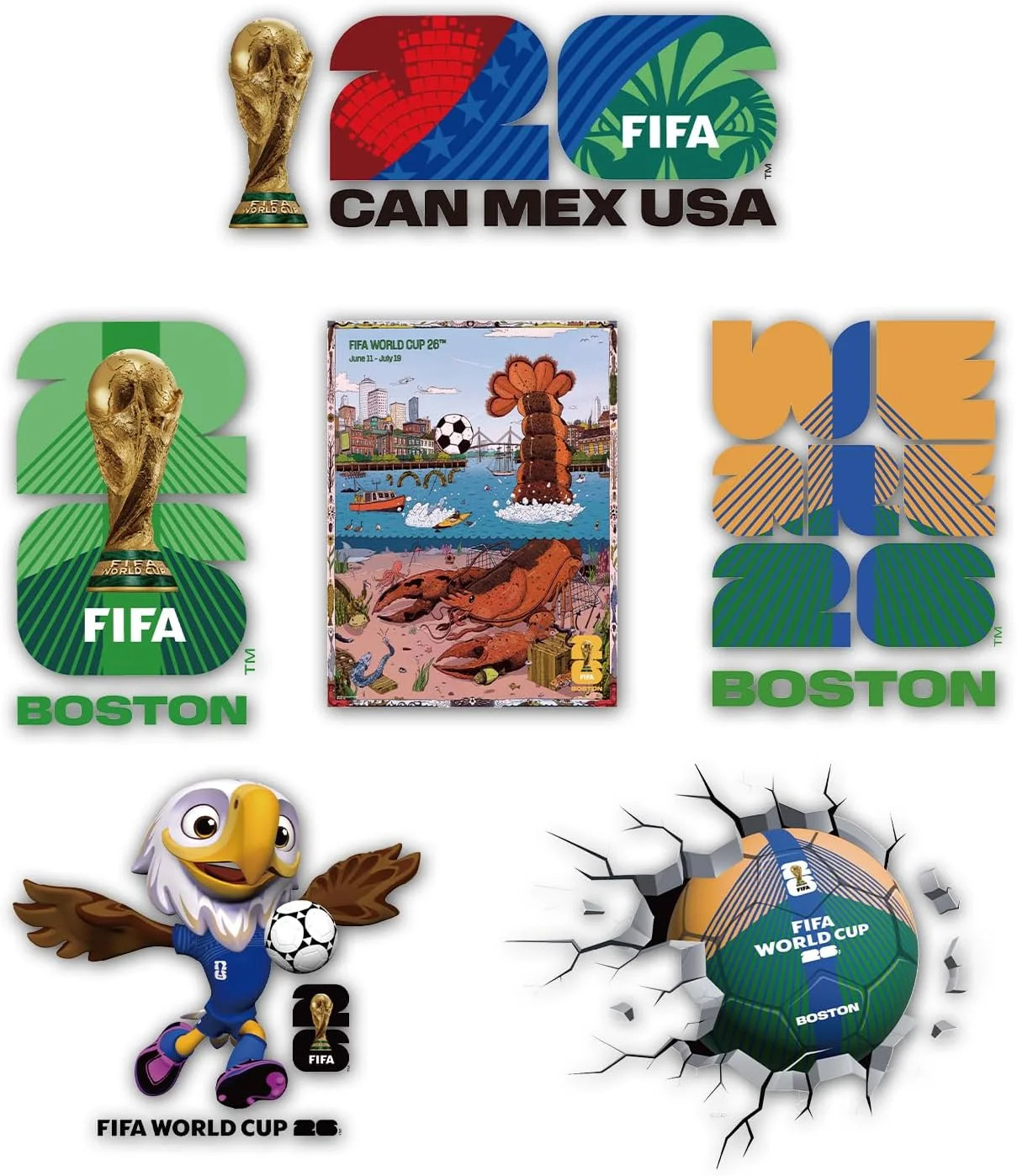 FIFA World Cup 26 Officially Licensed Stickers Pack, 6 PCS Vinyl Waterproof Deca