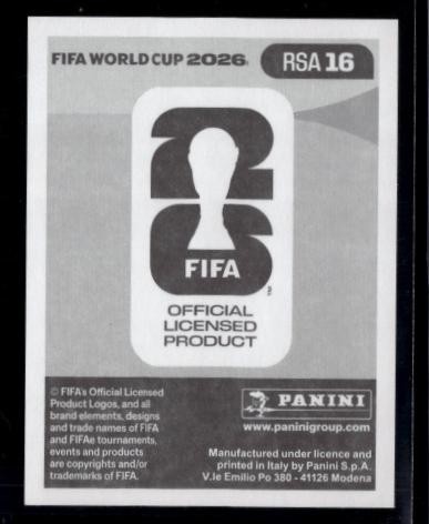 2026 Panini World Cup Sticker Collection Sipho Mbule South Africa Gold Crumple