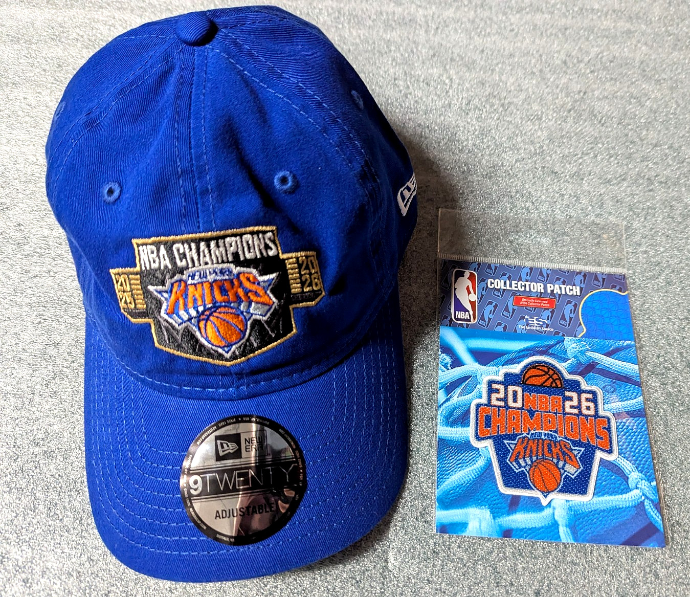 New Era Adult 9Twenty NY Knicks 2026 Champions Hat W/NBA Collector Patch- NEW!!