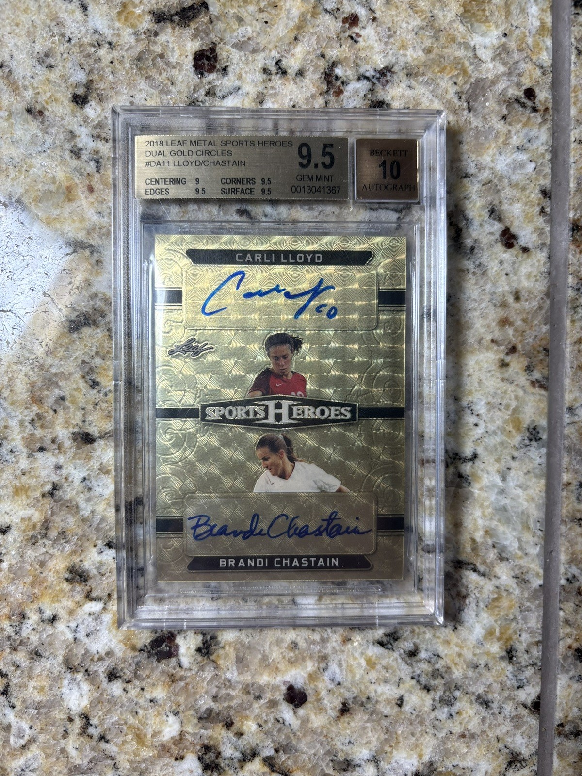 2018 Leaf Dual Auto Superfractor 1/1 Carli Lloyd Brandi Chastain BGS 9.5/10