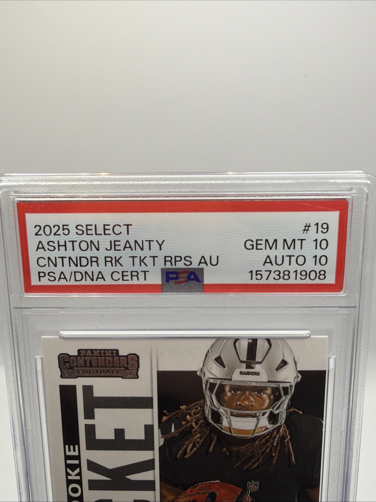 ASHTON JEANTY 2025 PANINI SELECT CONTENDERS ROOKIE TICKET AUTO PSA 10 RC LOW POP