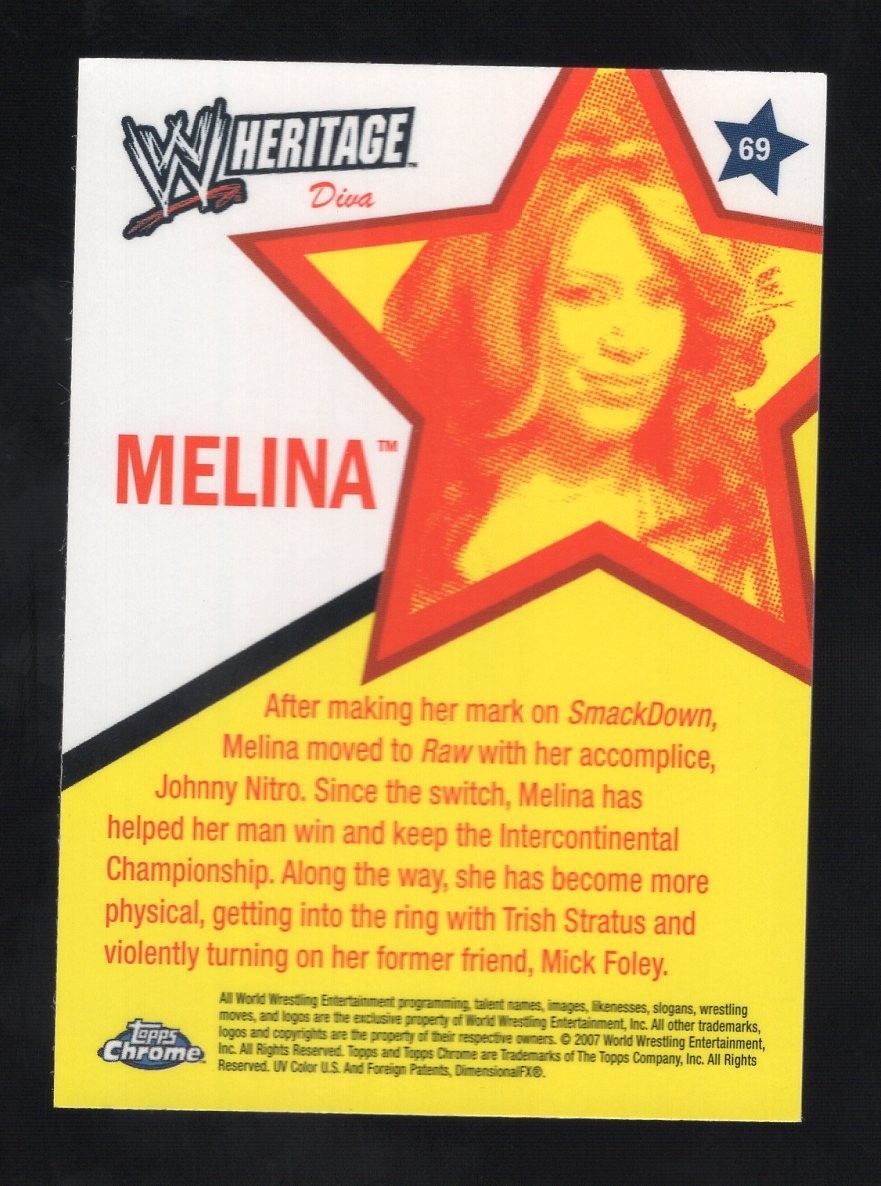 2007 Topps Heritage WWE Chrome Heritage II Melina #69 – Free P&H