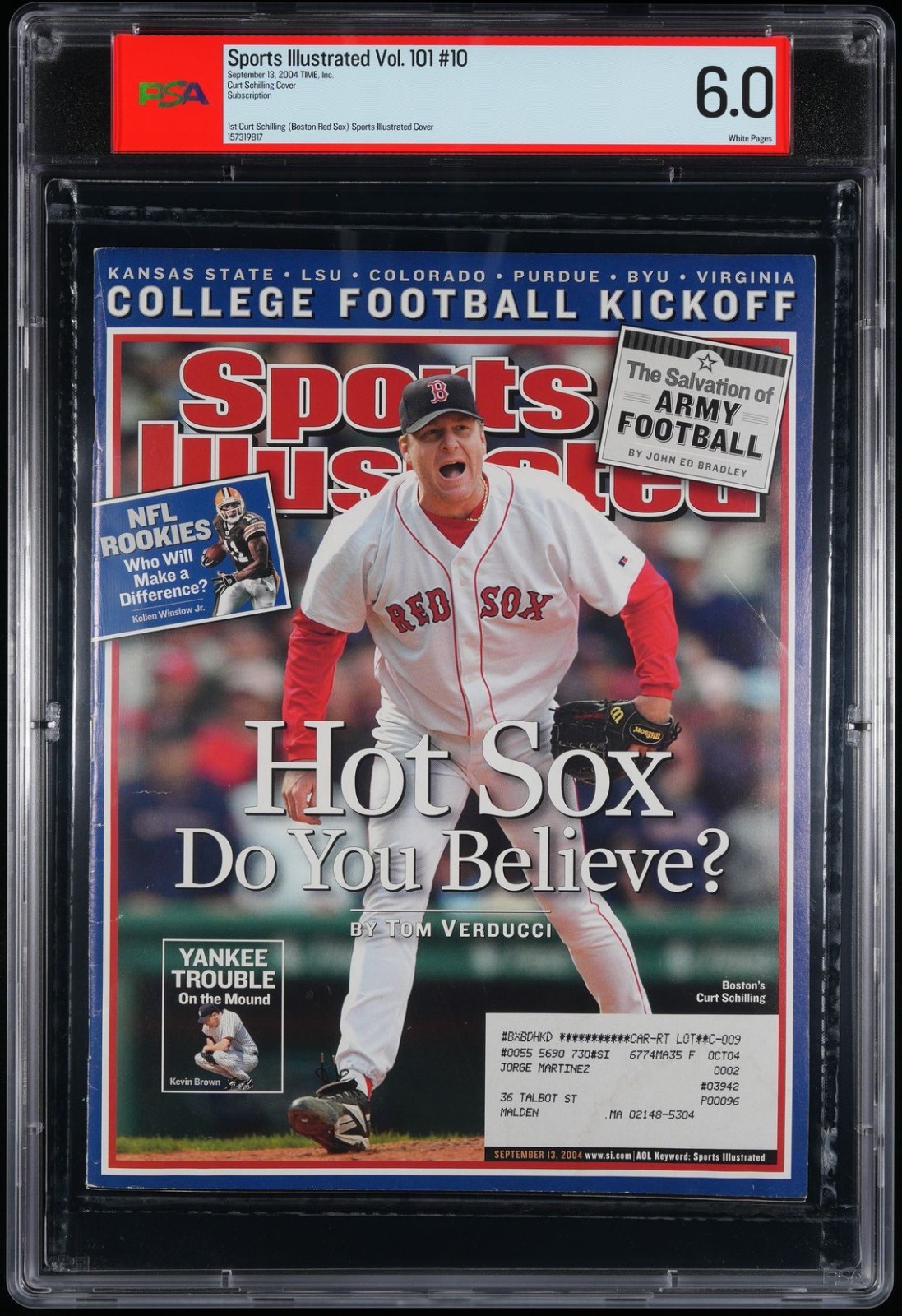 TIME, INC. SPORTS ILLUSTRATED 9/ 13, 2004 SUBSCRIPTION CURT SCHILLING PSA 6.0