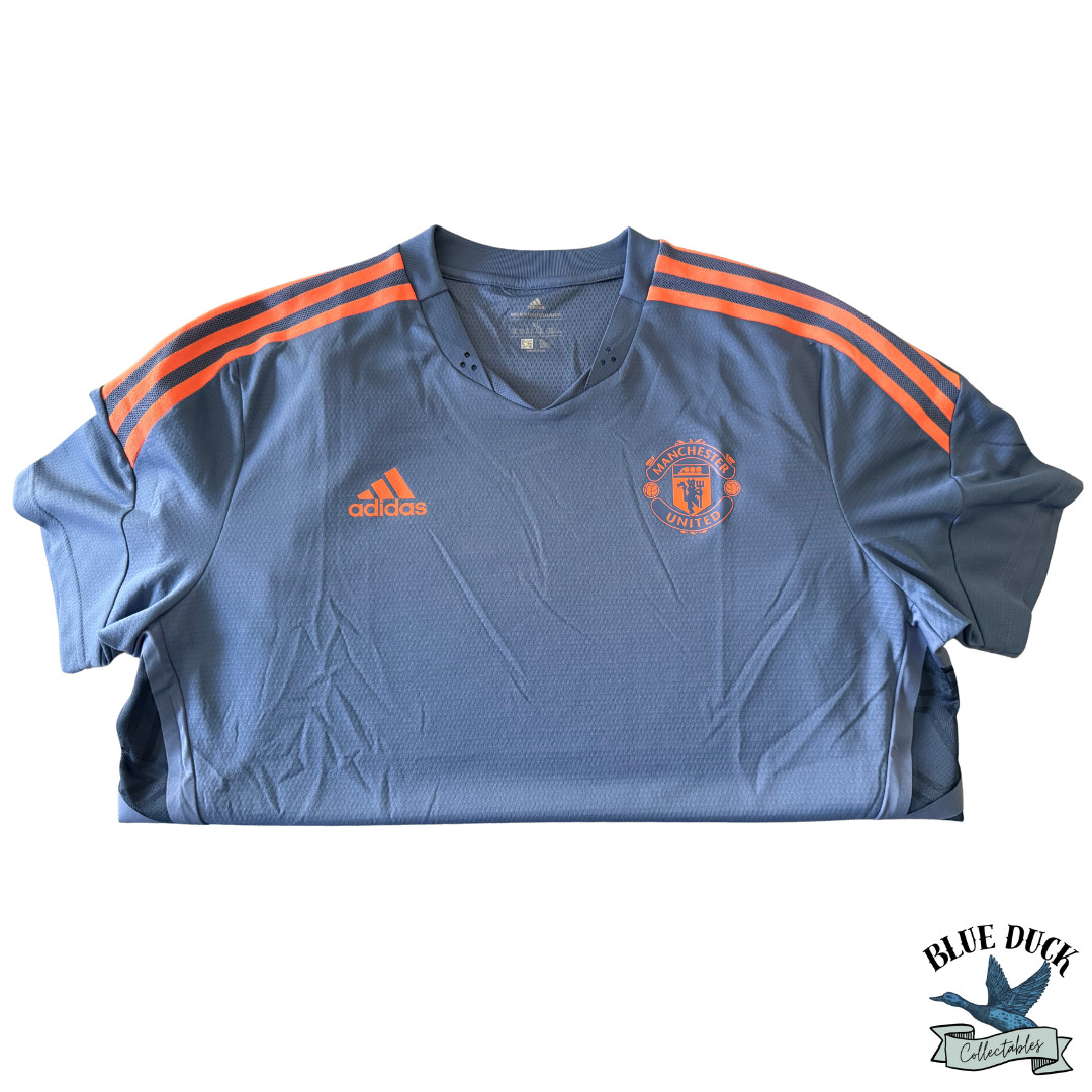 Manchester United ’22-’23 Adidas Training Jersey Kit Top Grey Orange Mens XLarge