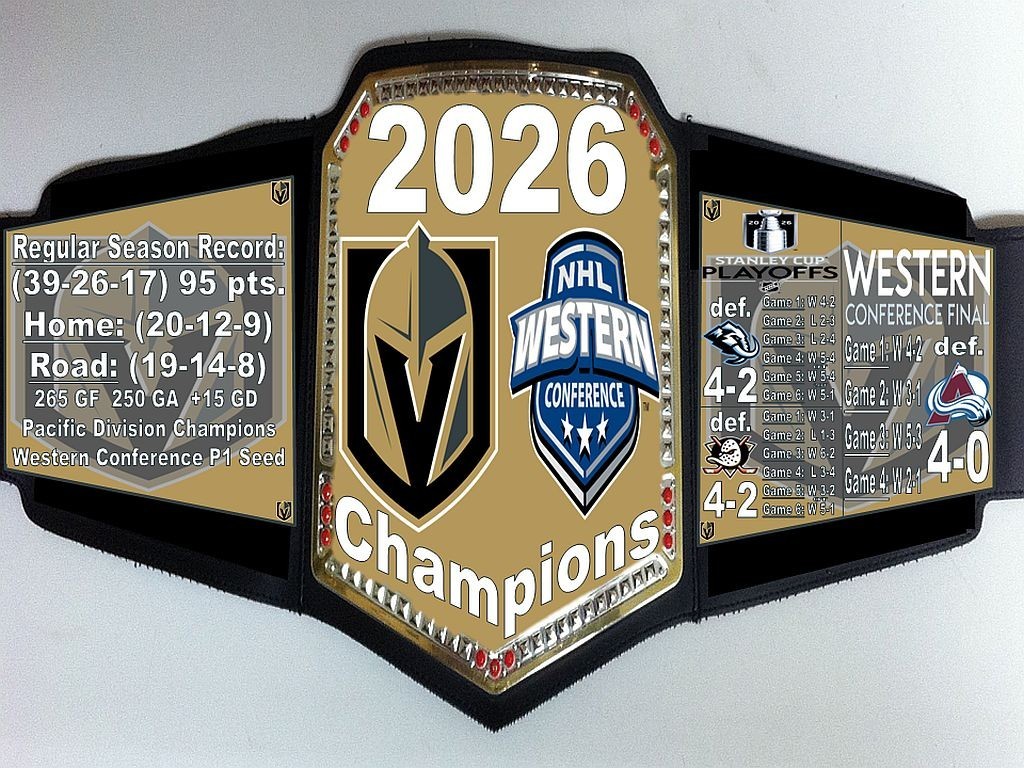 2026 Vegas Golden Knights NHL Western Conference Champions Championship Belt