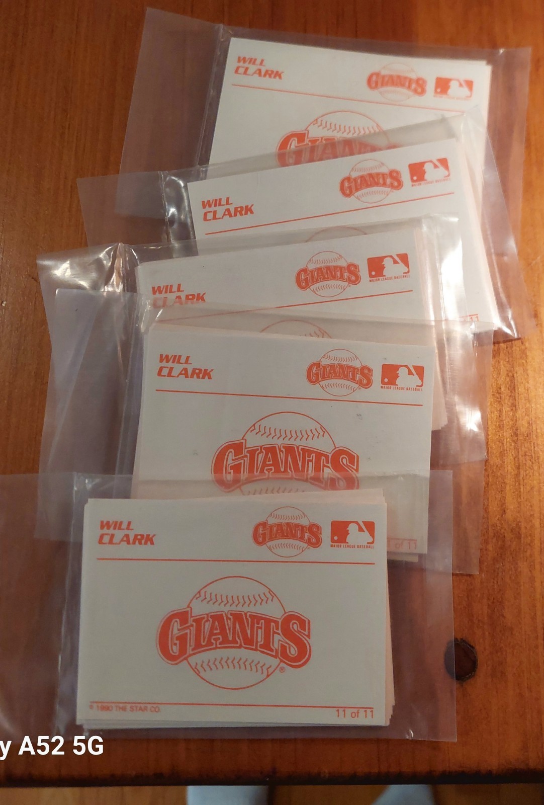 (5) 1990 STAR COMPANY WILL CLARK SEALED BASEBALL SETS – WHOLESALE LOT GIANTS