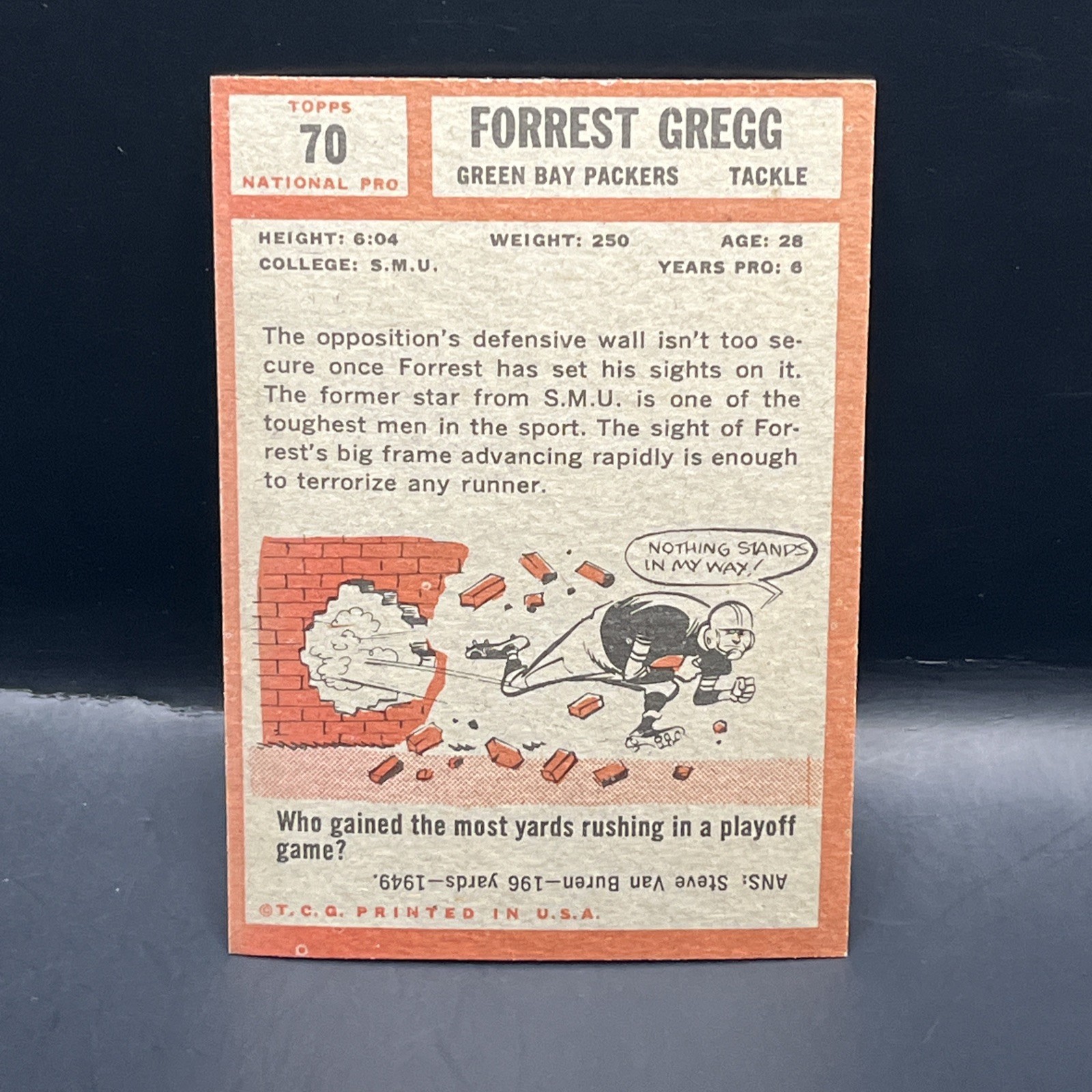 1962 Topps Forrest Gregg Green Bay Packers #70 (EX) Excellent