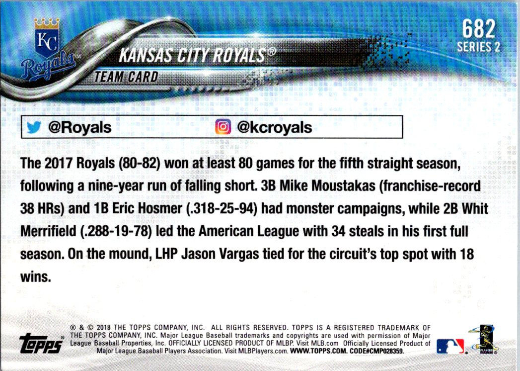 2018 Topps Series 2 #682 Kansas City Royals