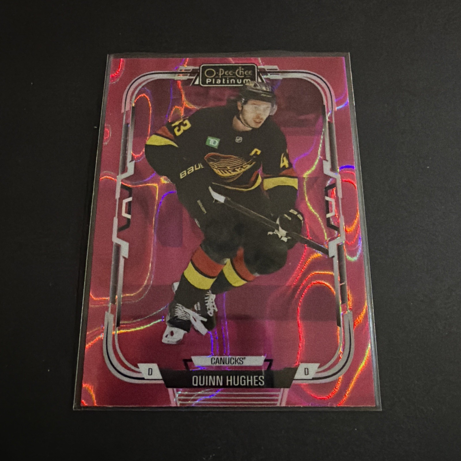 2025-26 O-Pee-Chee Platinum #129 Quinn Hughes Pink Magma