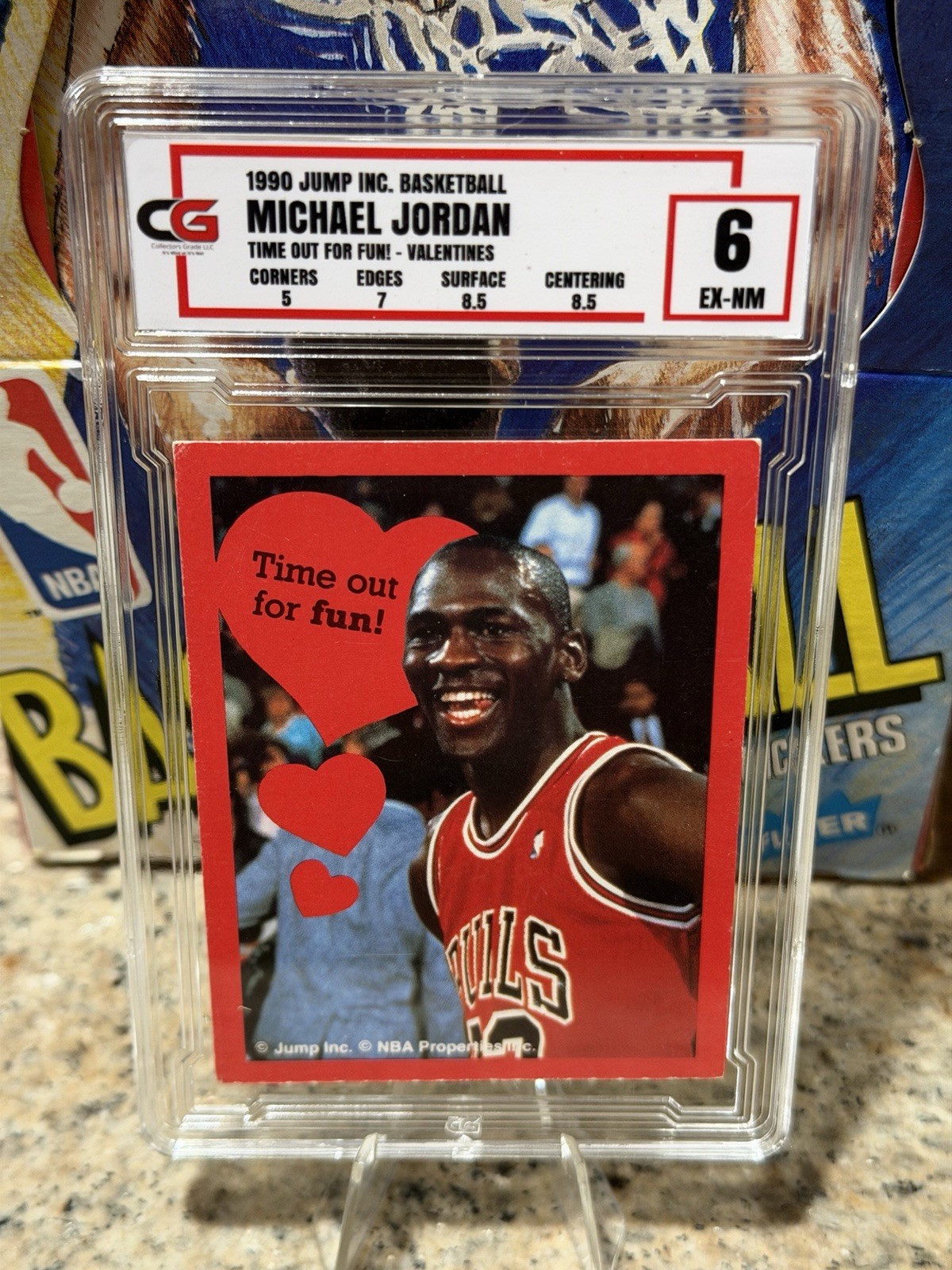 Michael Jordan 1990 Jump Inc Time Out for Fun Valentines Card Graded CG 6 Bulls