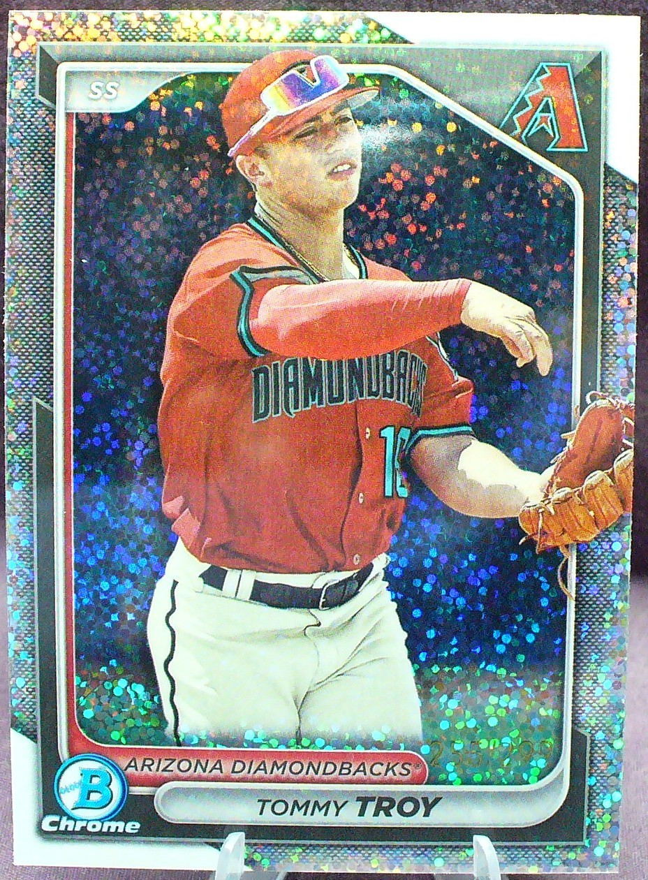 TOMMY TROY 2024 Bowman #BCP-76 (#’d) /299 Chrome Prospects Speckle Refractor
