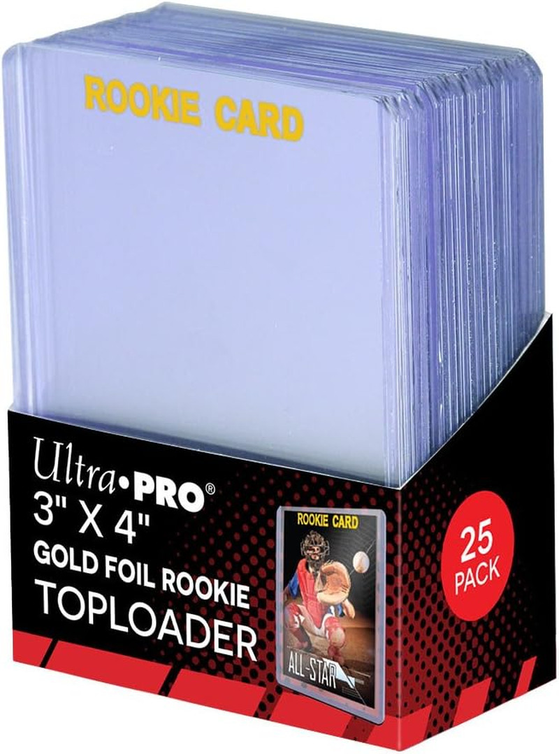 3 x 4 Rookie Gold Toploader Card Holders Rigid PVC Clear Protectors 25 Pack