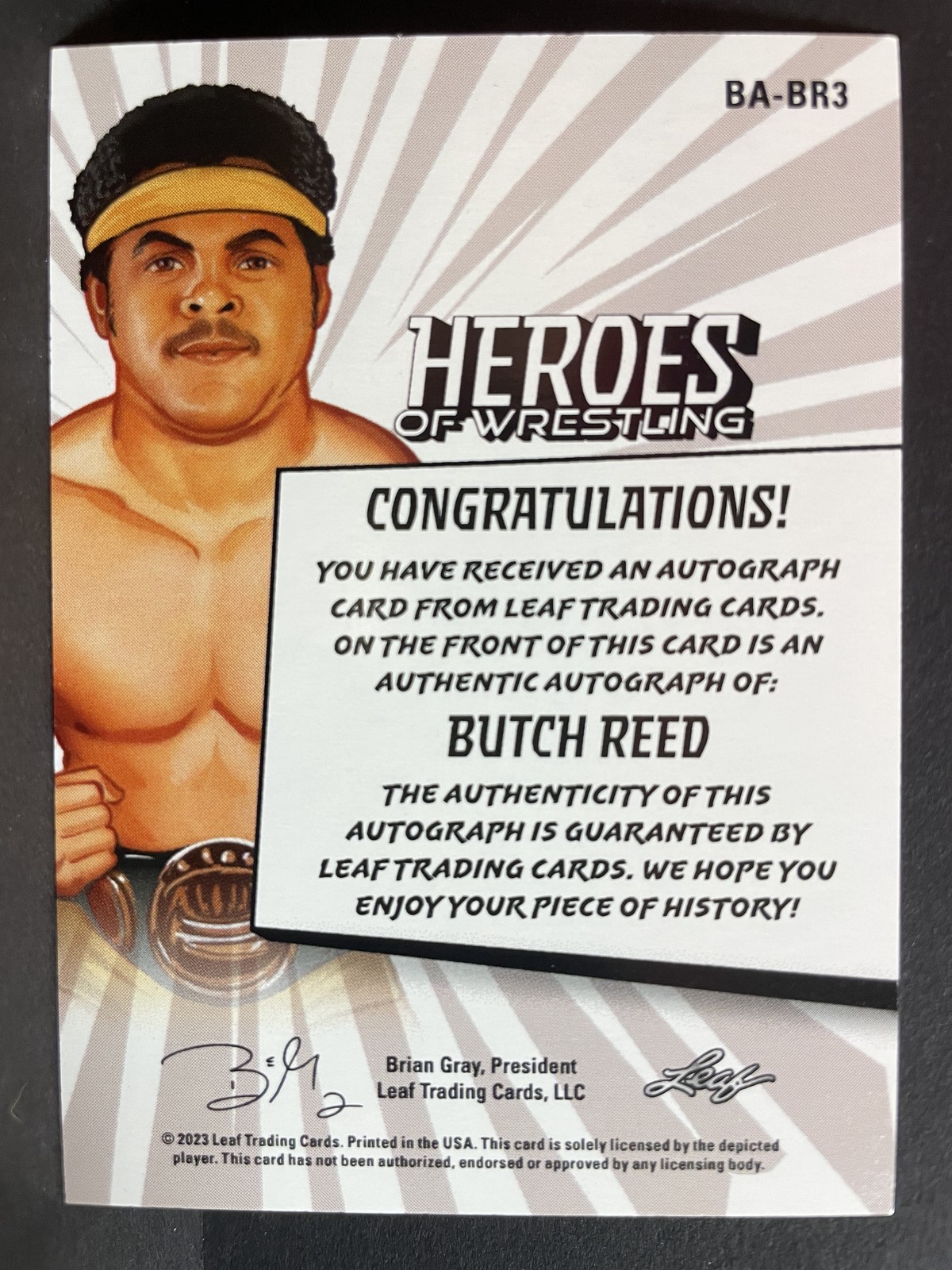 2023 Leaf Heroes of Wrestling #BA-BR3 Butch Reed Autographs