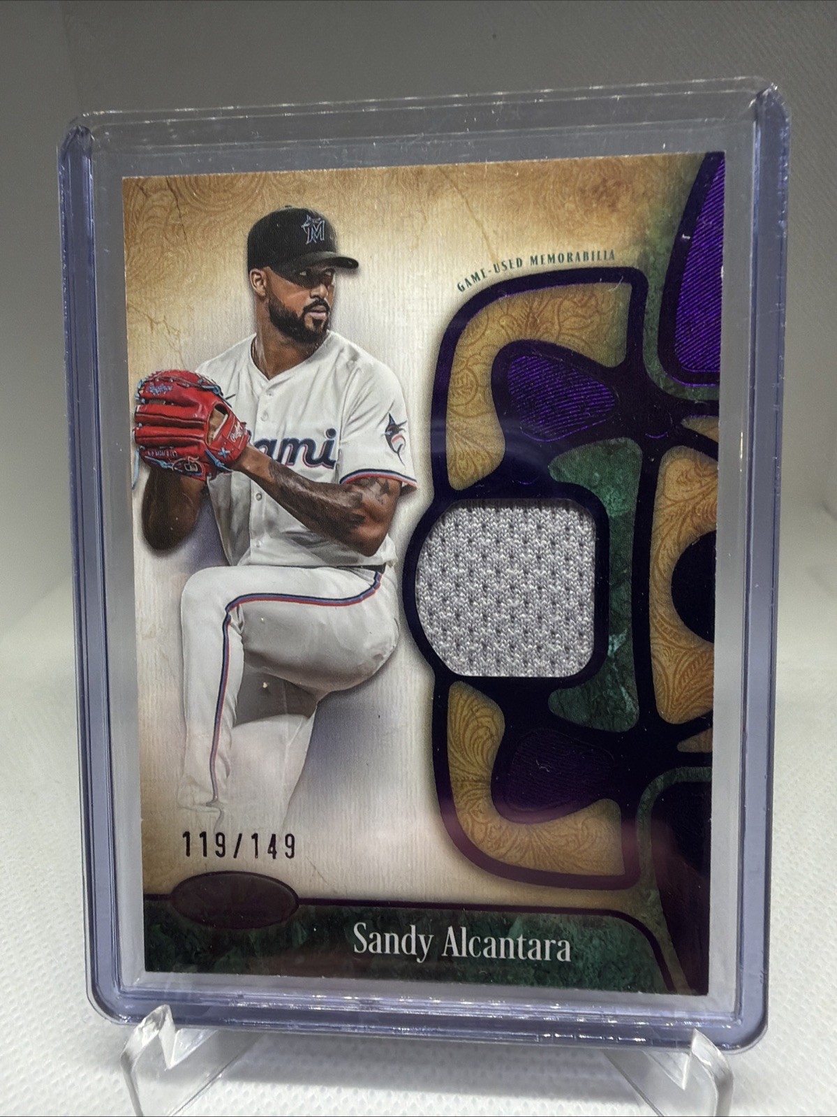 2026 Topps Tier One Sandy Alcantara Purple Foil Game Used Memorabilia /149