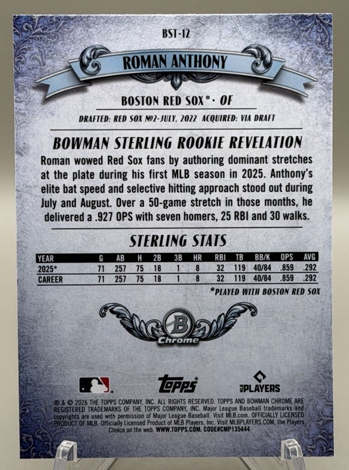2026 Bowman Sterling Chrome Roman Anthony #BST-12