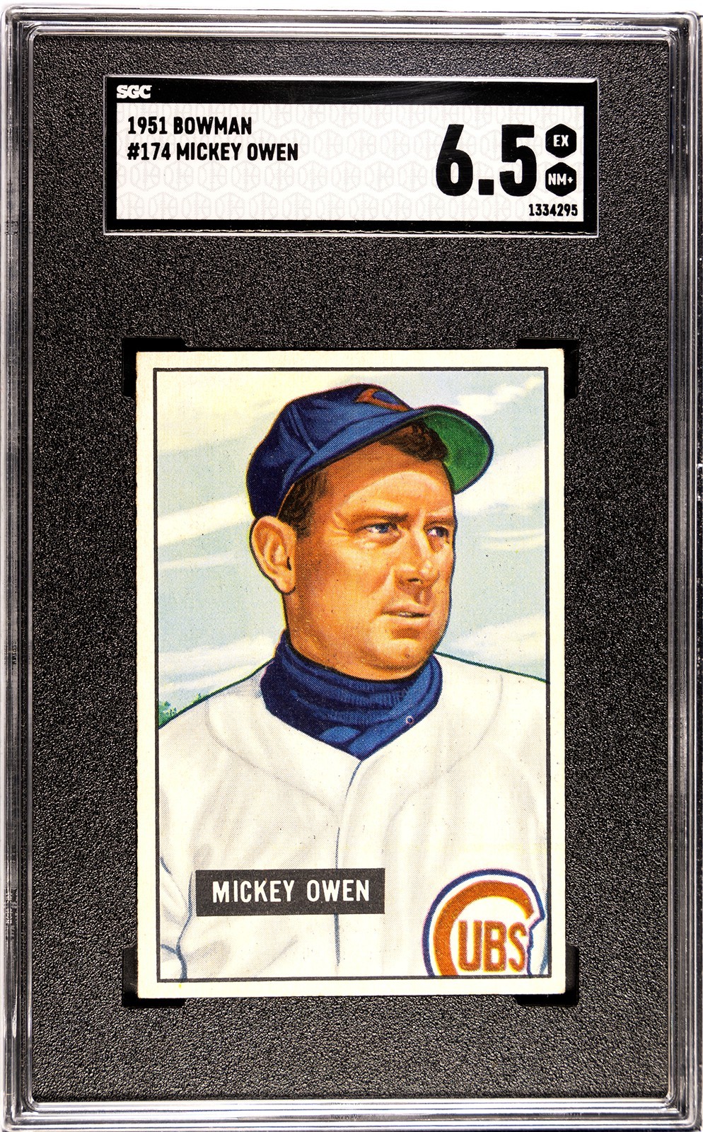 1951 Bowman Baseball #174 Mickey Owen Chicago Cubs SGC 6.5 EX/NM