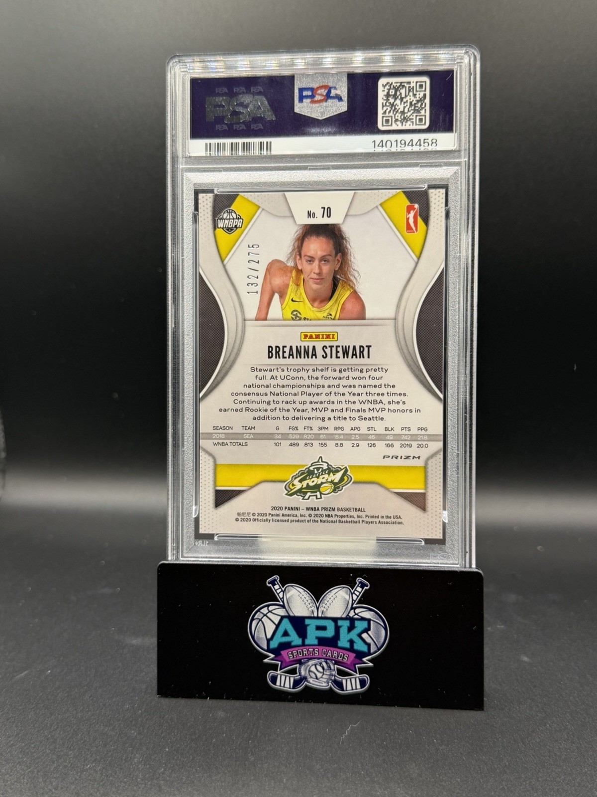 Breanna Stewart Red Prizm #’d /275 2020 Panini Prizm WNBA #70 PSA 10