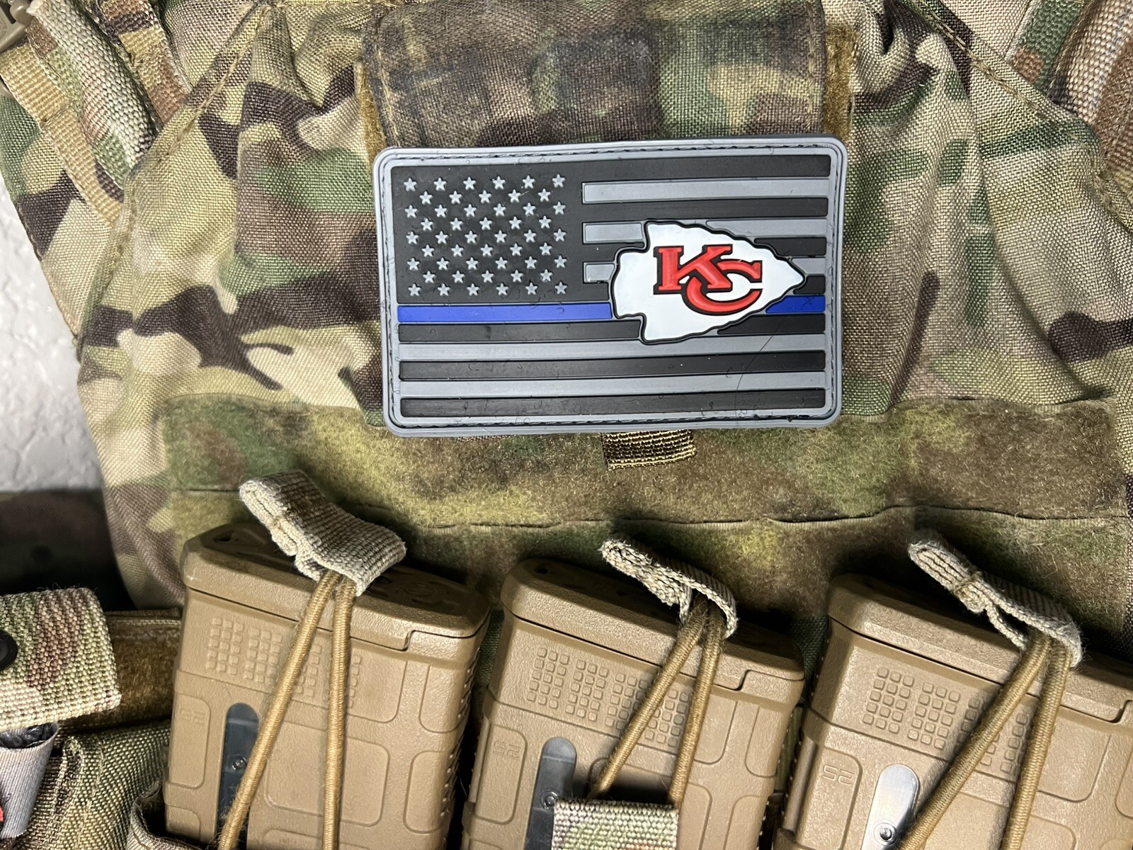 Thin Blue Line Police Lives Matter Kansas City Chief American Football PVC Patch