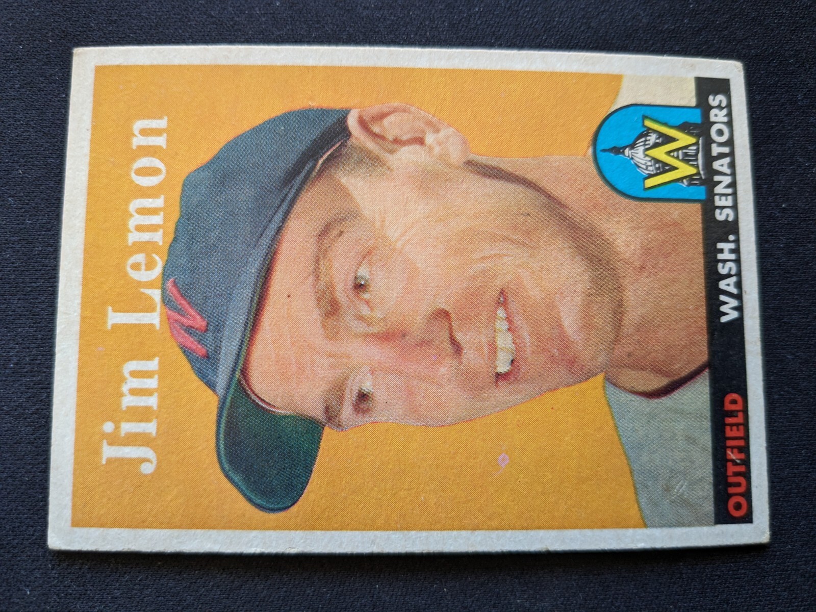 1958 Topps Baseball Card # 15 Jim Lemon – Washington Senators (VG/EX)
