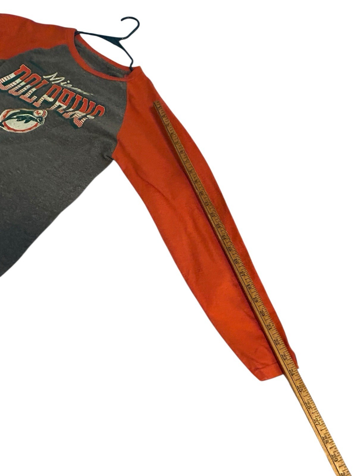 Pro Line Miami Dolphins Raglan Style Men L Teal Orange Cotton Polyester & Rayon