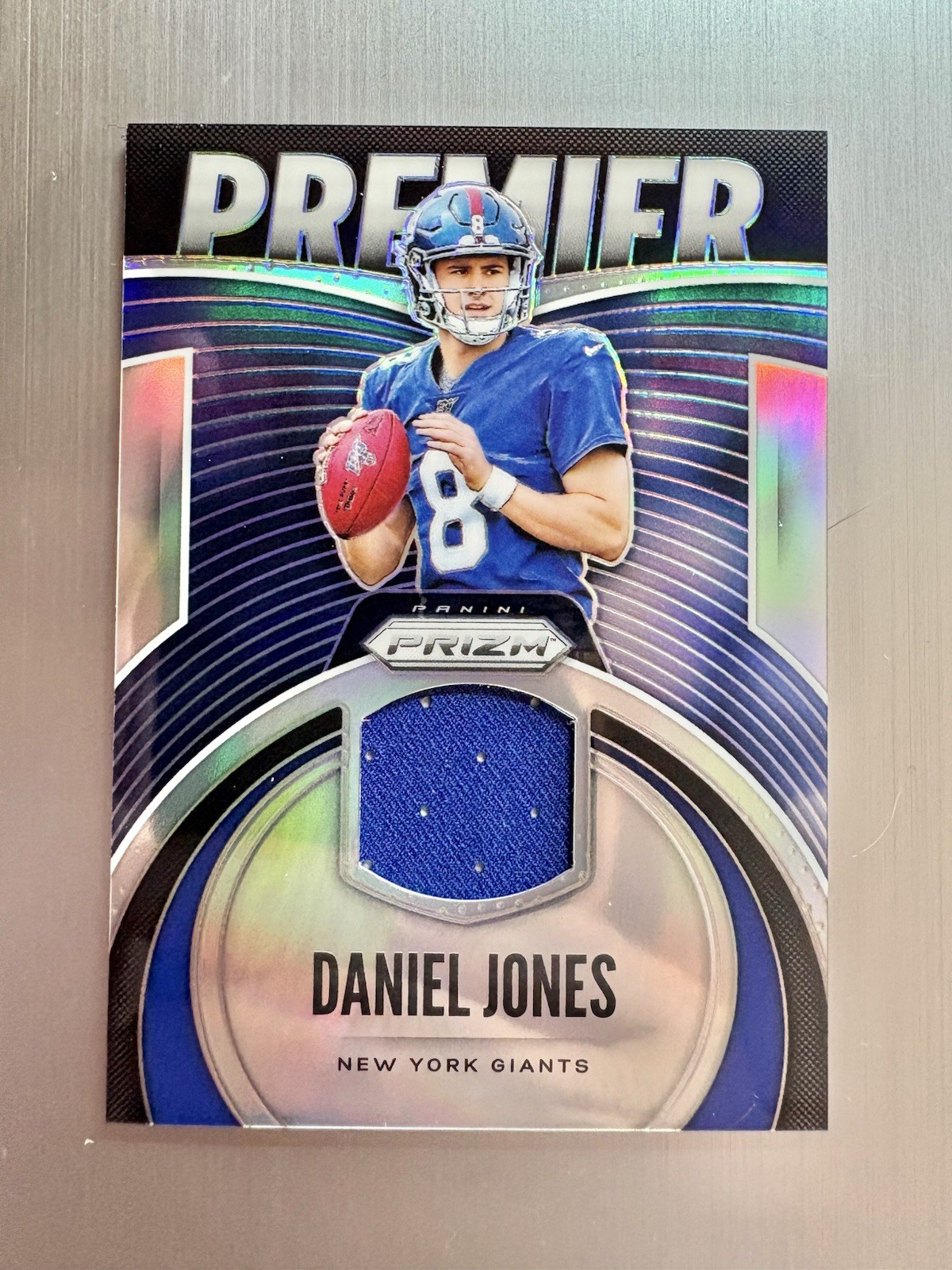 Daniel Jones 2019 Panini Prizm Premier Jersey Silver Prizm #PJ-DJO Giants Rc