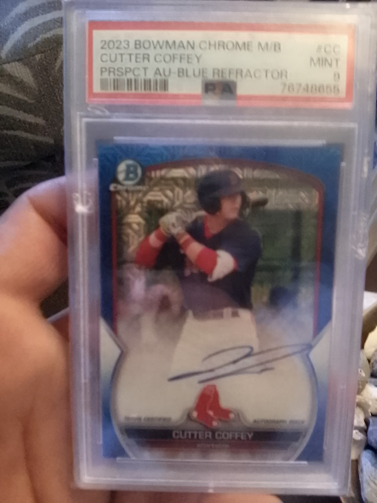 2023 Bowman Chrome Mega Box Cutter Coffey Auto Blue Refractor /150 PSA 9 Mint CC
