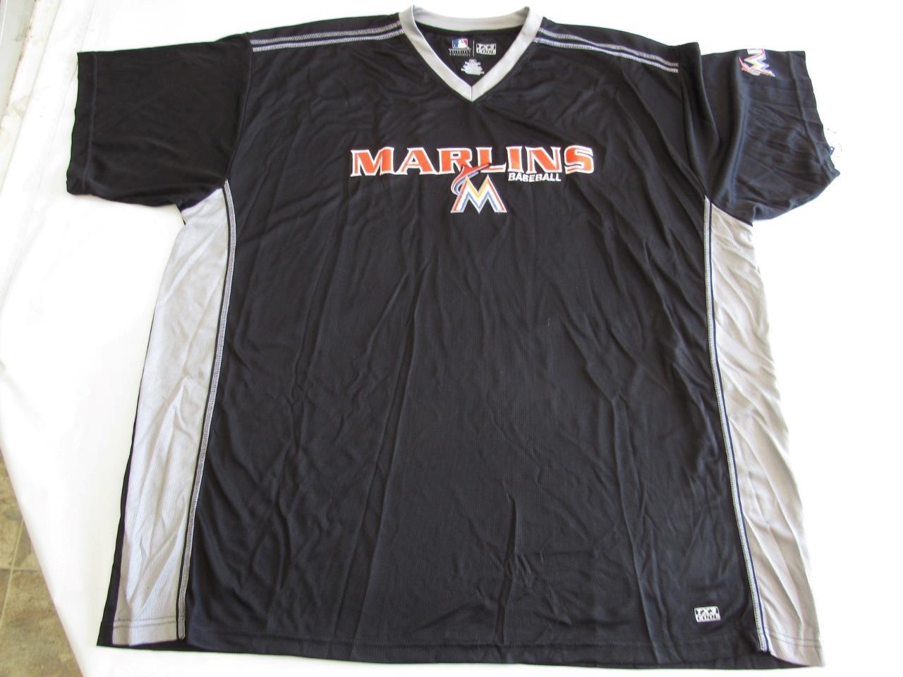 NEW Miami Marlins Baseball Mens Sizes 3XL-4XL Black TX3Cool Polyester Shirt