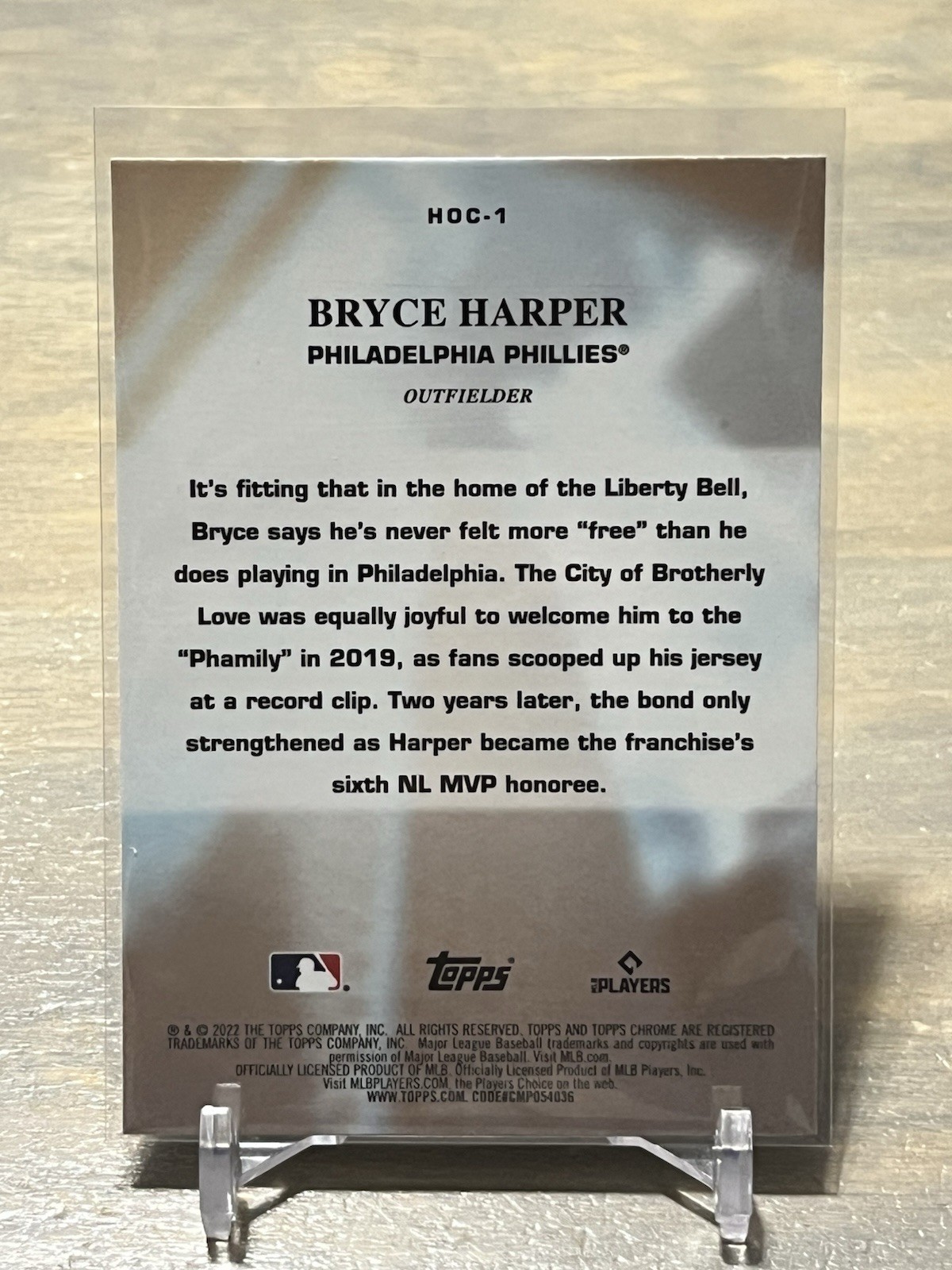 2022 Topps Chrome Bryce Harper Heart of the City Refractor #HOC-1 Philadelphia