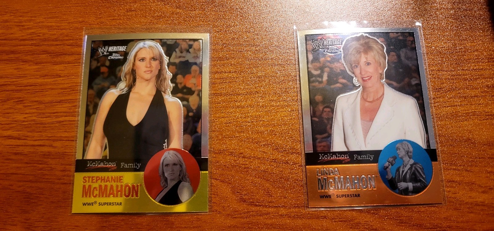 2007 Topps Heritage Chrome WWE McMahon Family Stephanie & Linda McMahon Lot