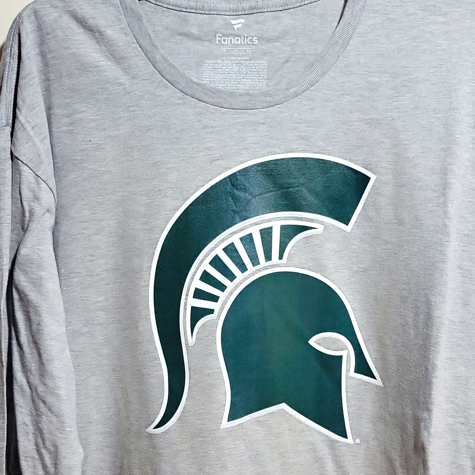 Fanatics Michigan State Spartans Gray Green Long Sleeve Shirt Men’s Size XL
