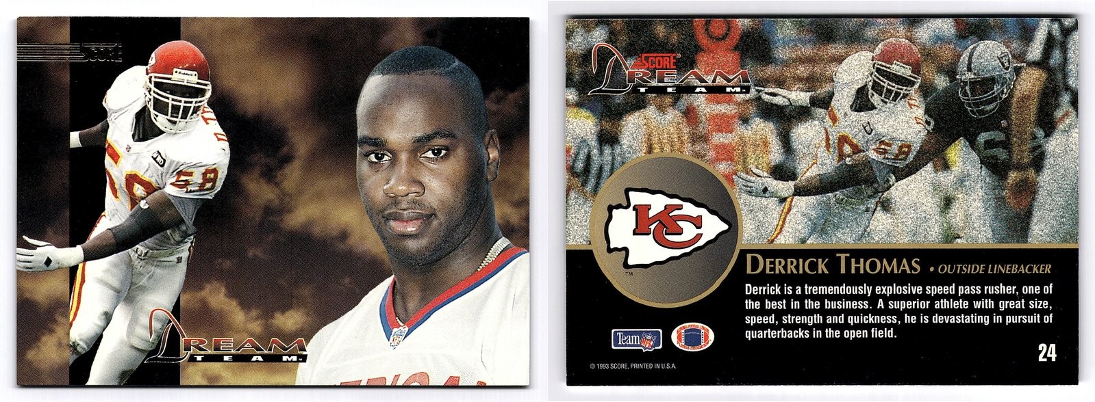 1993 Score #24 Derrick Thomas Dream Team Kansas City Chiefs HOF