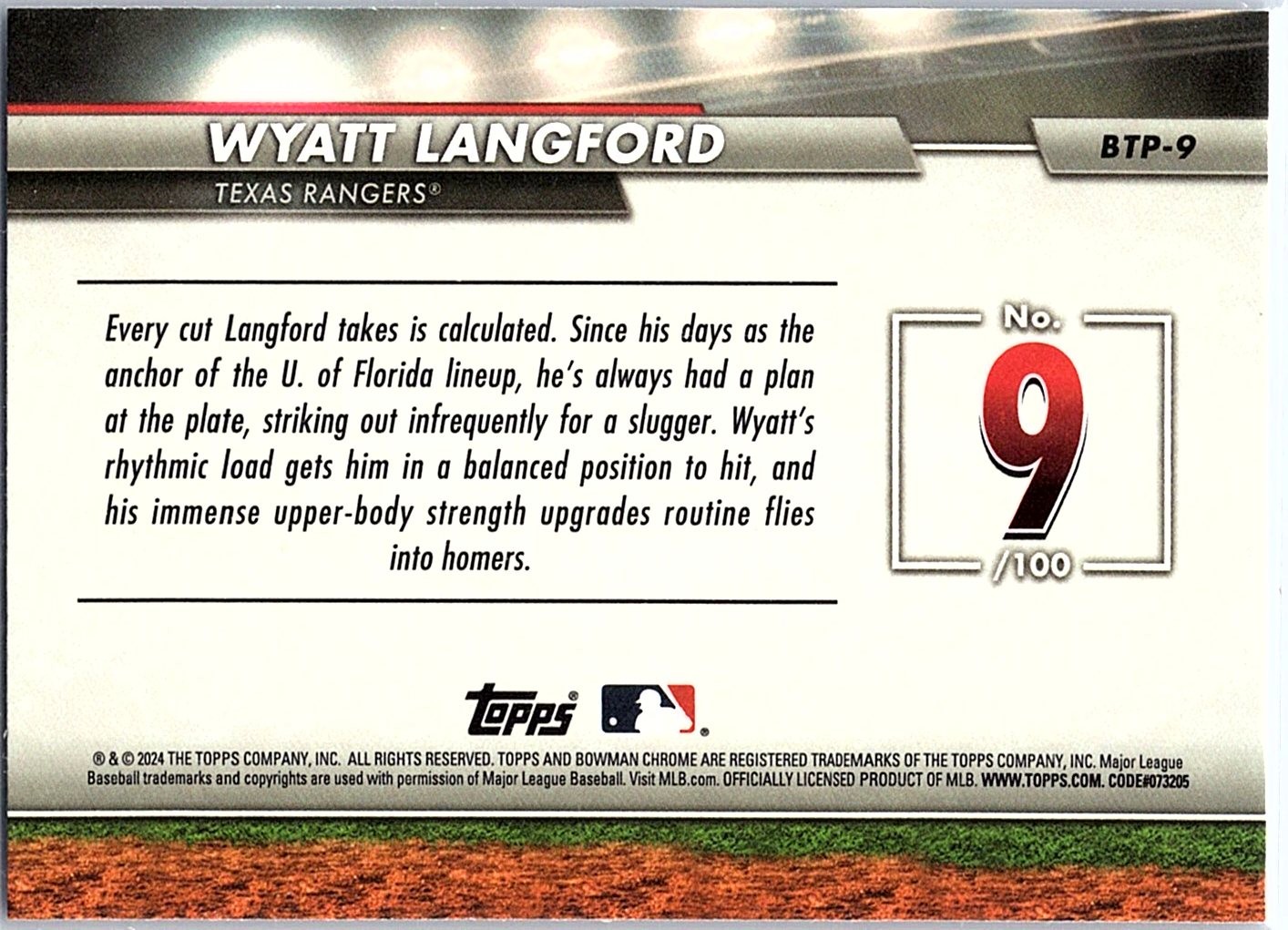 2024 Bowman #BTP-9 Wyatt Langford Bowman Scouts’ Top 100