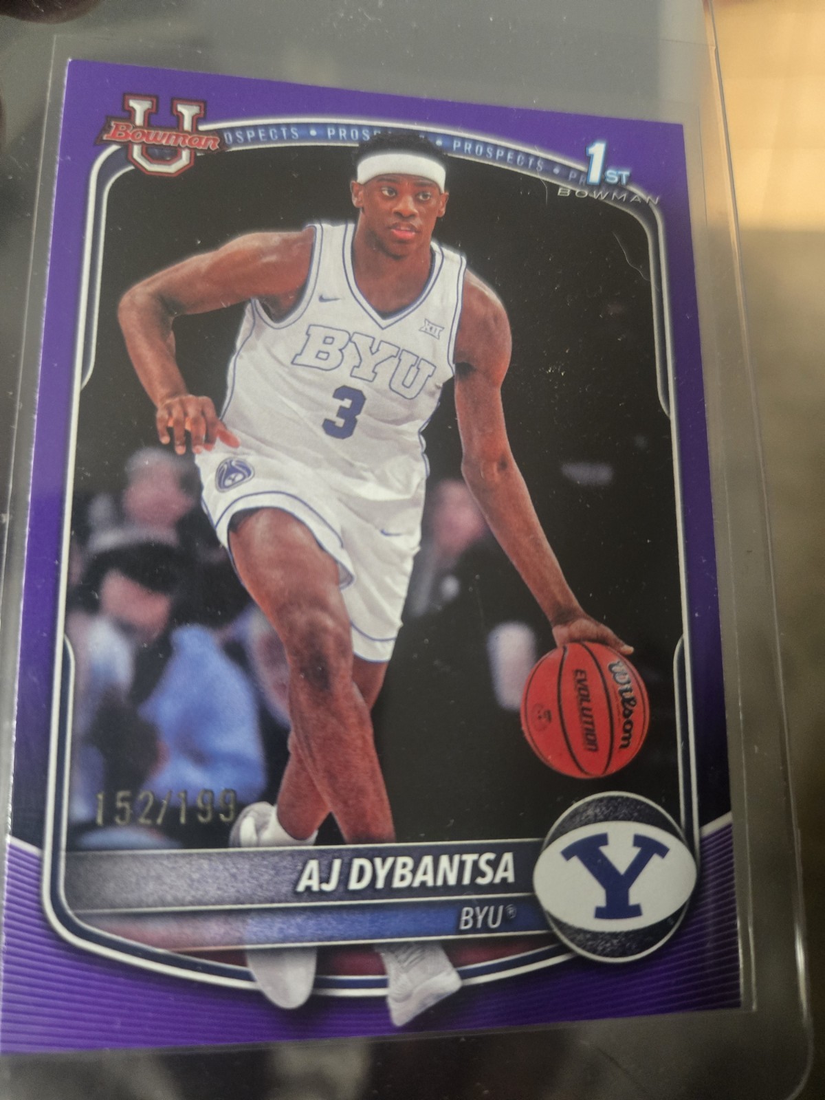Topps 2025-26 Bowman Prospects AJ Dybantsa BYU #BPP-1 Purple 152/199 (RC)