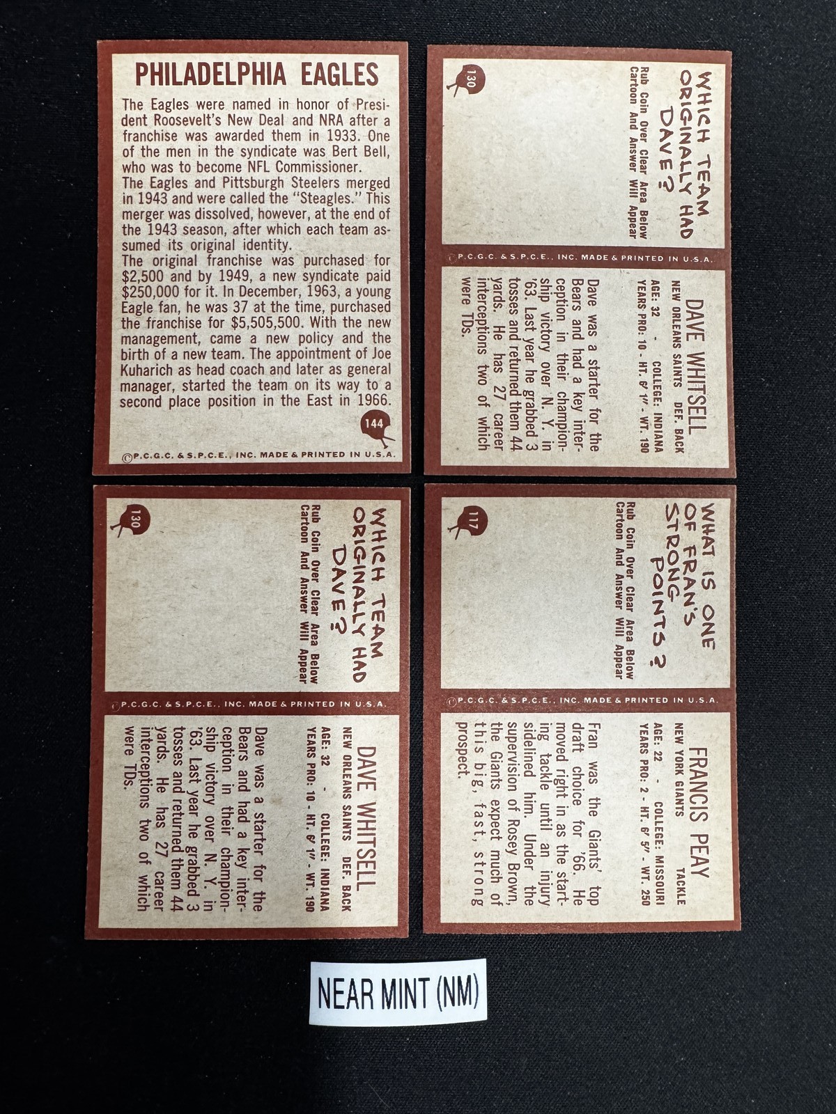 1967 Philadelphia Football Cards 1-198 (P-NM) – You Pick – Complete Your Set