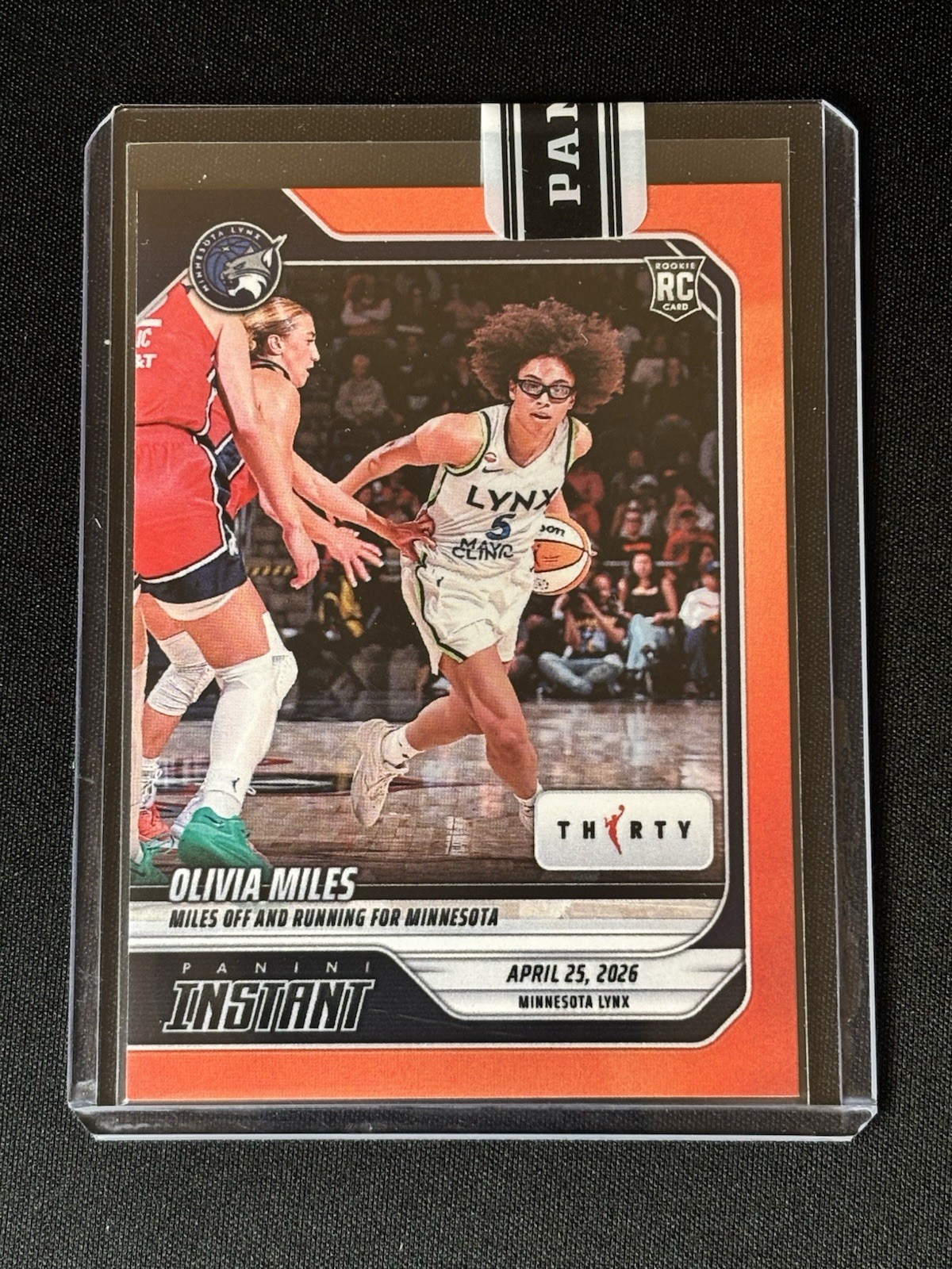 OLIVIA MILES RC 2026 PANINI INSTANT WNBA #7 ROOKIE SSP /30 ORANGE PRIZM LYNX🔥🔥