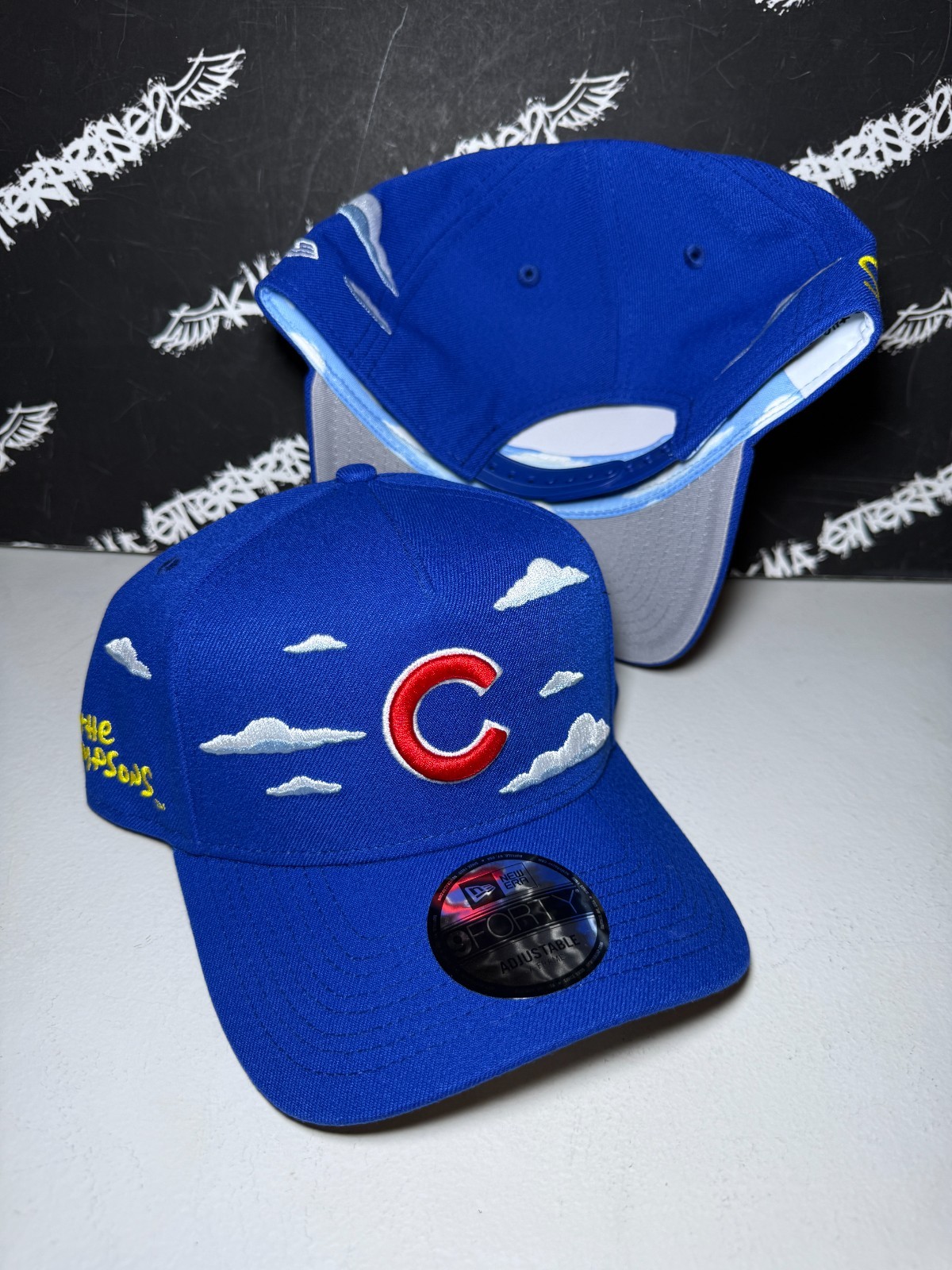 NWT New Era 9Forty Chicago Cubs x The Simpsons Royal Blue Clouds Snapback Hat