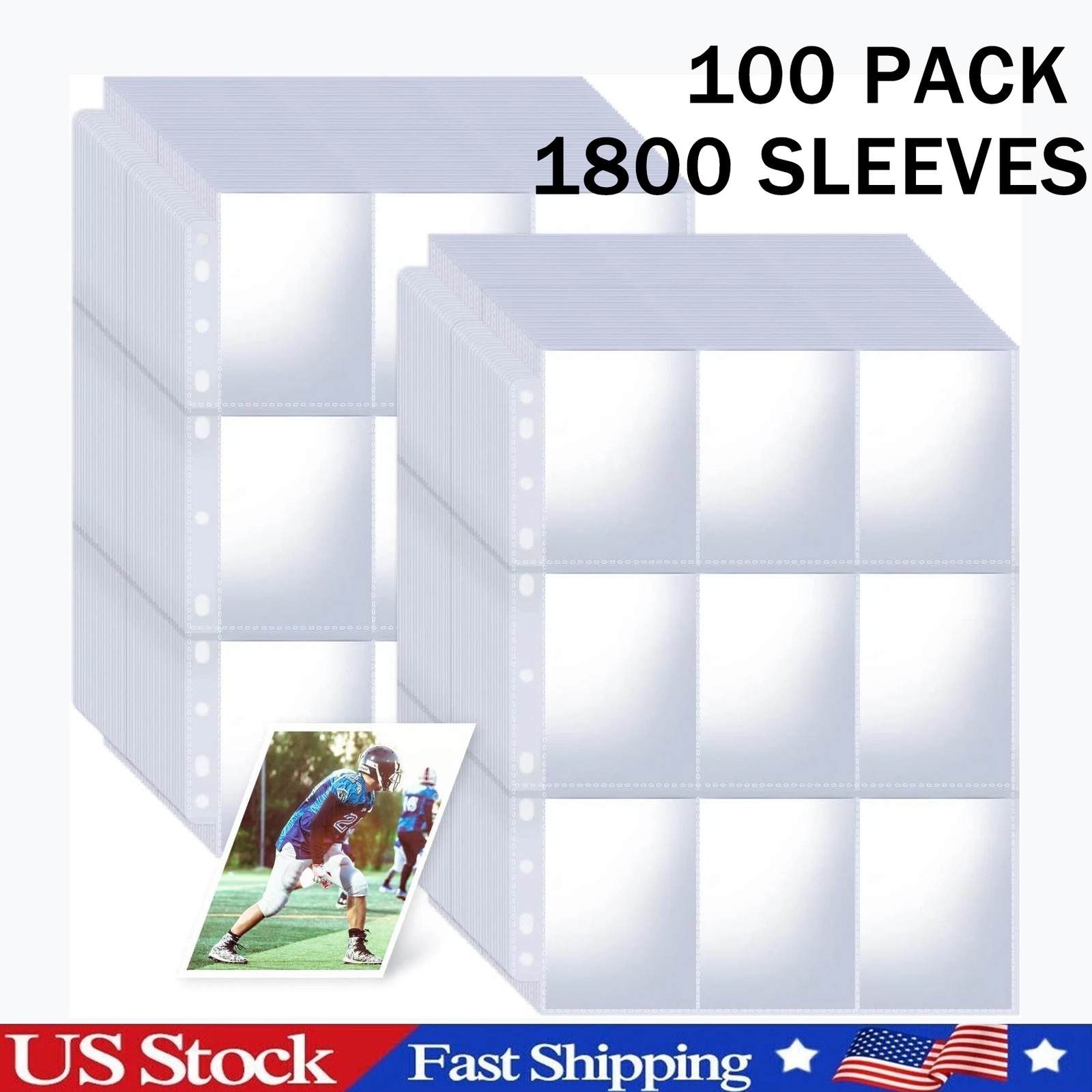 1800 Pockets Card Sleeves Binder Sheets, Double-Sided Trading Card Pages Sleeves