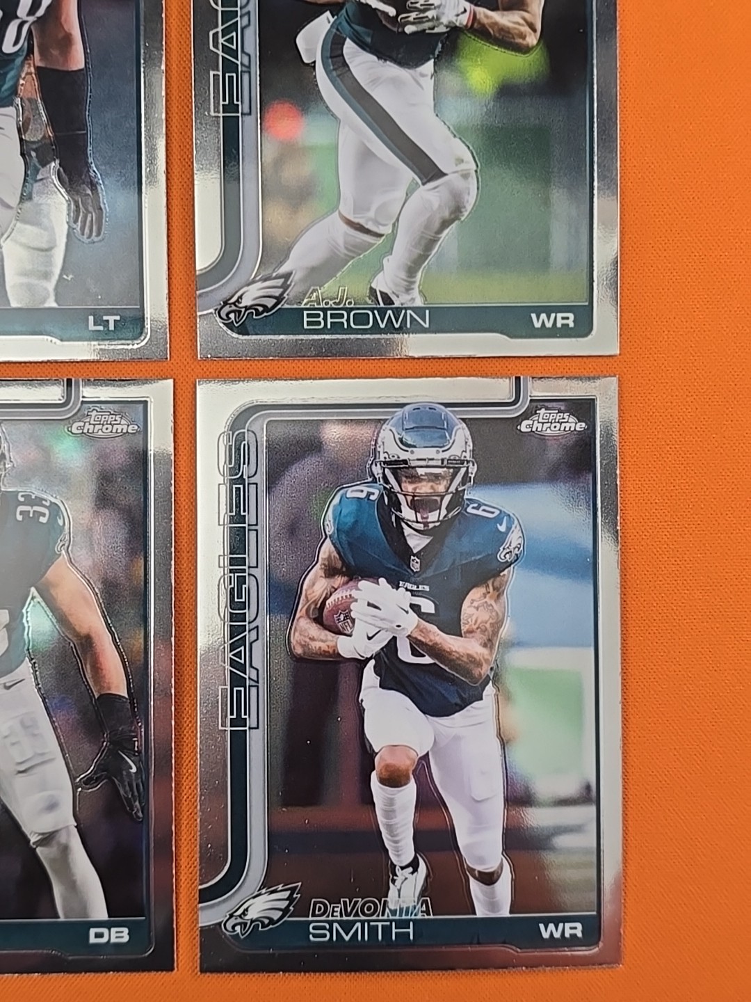 🟢🦅⚪️ 2025 TOPPS CHROME PHILADELPHIA EAGLES COMPLETE BASE TEAM SET(13 CARD LOT)