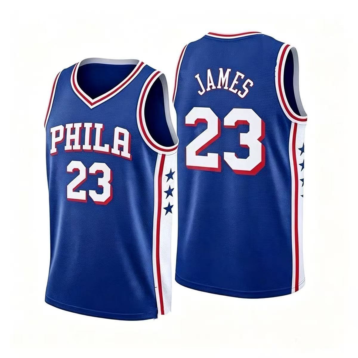 2026 LBJ #23 Phila Basketball Jersey Star Stripes Men’s Custom Fan Shirt