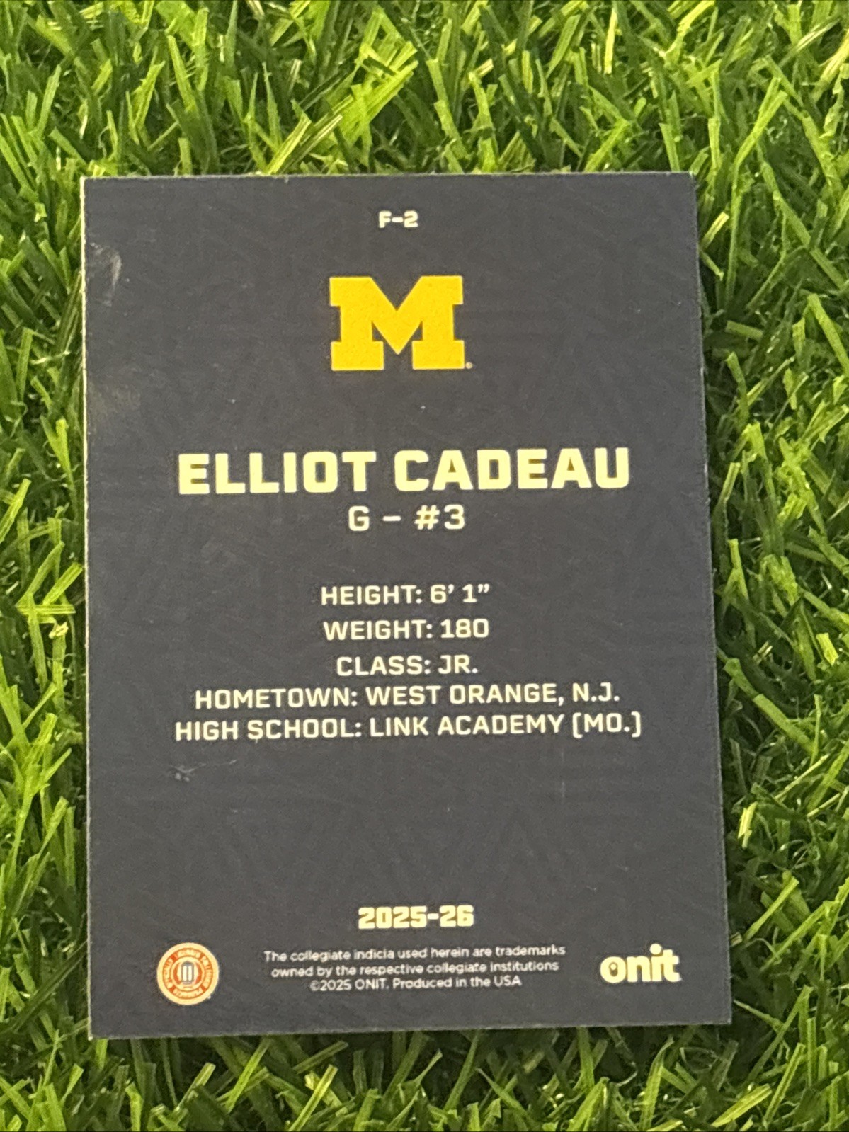 ELLIOT CADEAU 2025-26 ONIT Michigan Basketball #F-2 Fusion Blue Insert