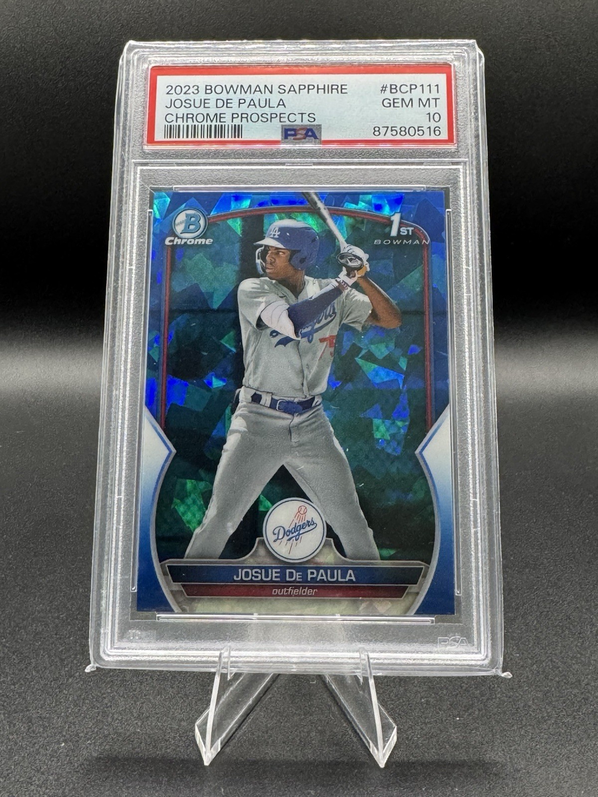 2023 Bowman Sapphire Josue De Paula 1st PSA 10 GEM #BCP-111 Los Angeles Dodgers