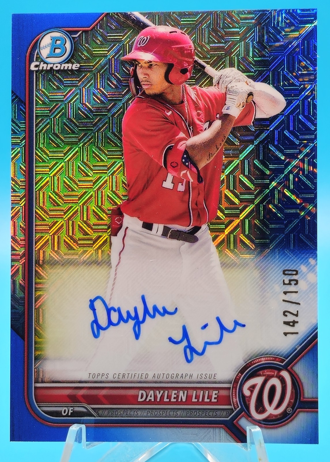 2022 Bowman Chrome Daylen Lile Blue HTA Choice Refractor Auto /150 #CPA-DL Nats